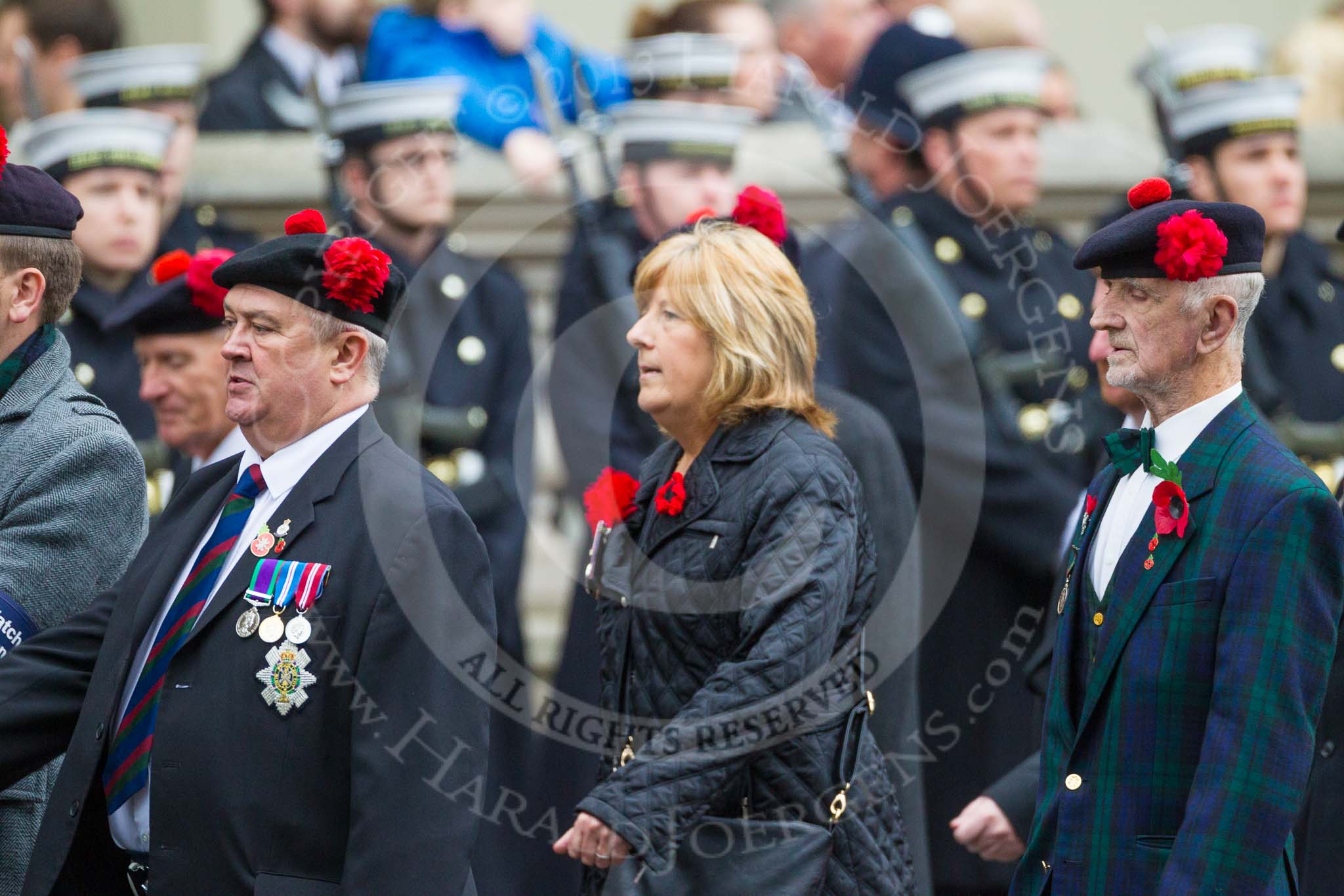 Remembrance Sunday at the Cenotaph 2015: Group A5, Black Watch Association.
Cenotaph, Whitehall, London SW1,
London,
Greater London,
United Kingdom,
on 08 November 2015 at 12:09, image #1216