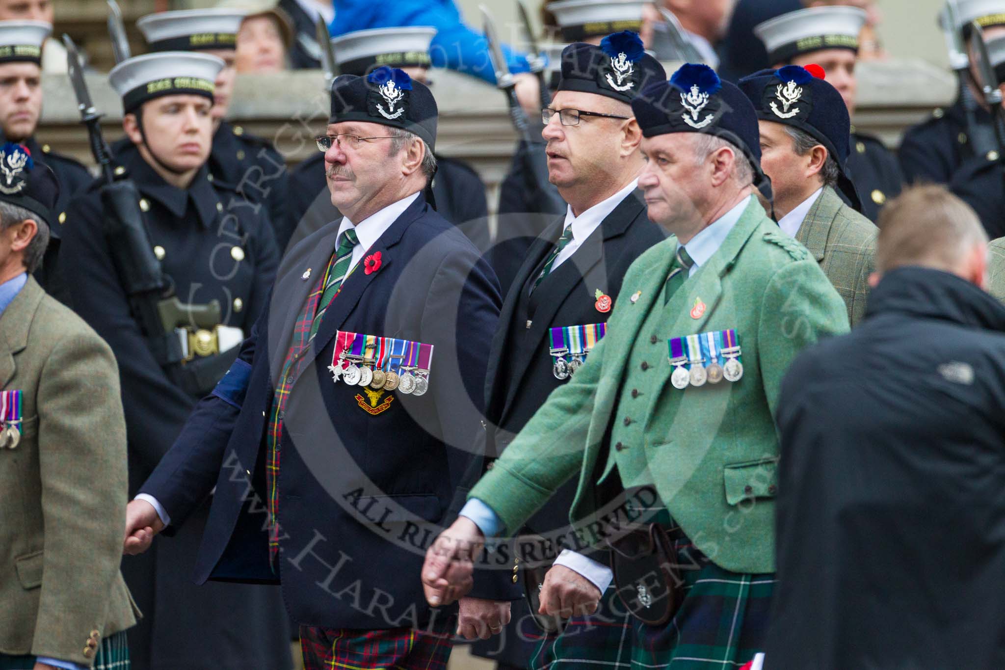 Remembrance Sunday at the Cenotaph 2015: Group A8, Queen's Own Highlanders Regimental Association.
Cenotaph, Whitehall, London SW1,
London,
Greater London,
United Kingdom,
on 08 November 2015 at 12:10, image #1229