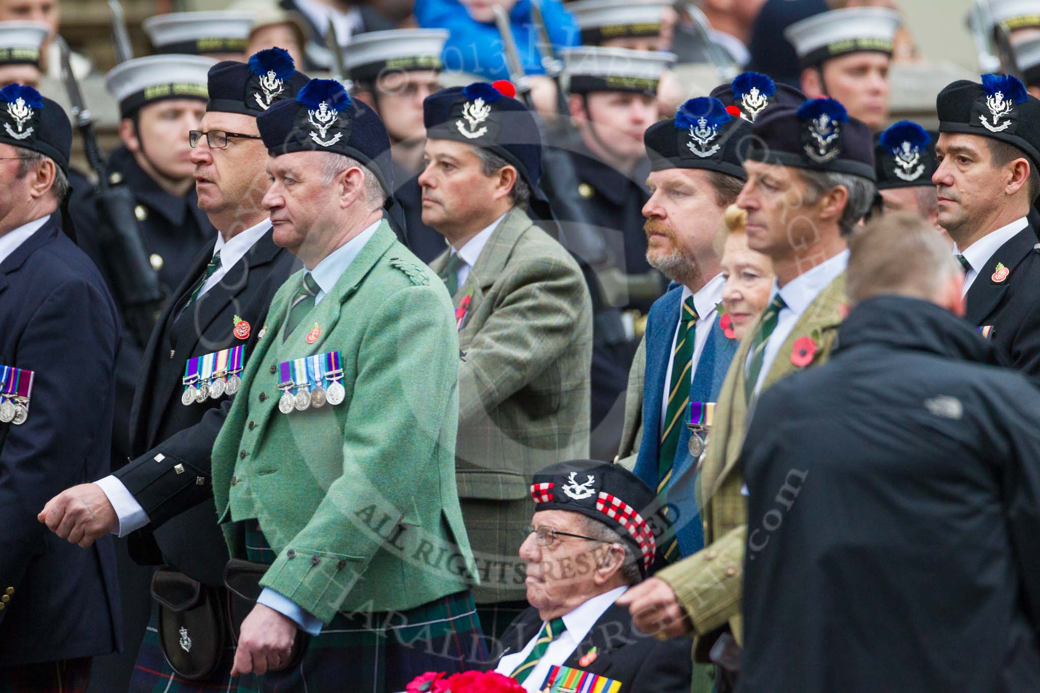 Remembrance Sunday at the Cenotaph 2015: Group A8, Queen's Own Highlanders Regimental Association.
Cenotaph, Whitehall, London SW1,
London,
Greater London,
United Kingdom,
on 08 November 2015 at 12:10, image #1230