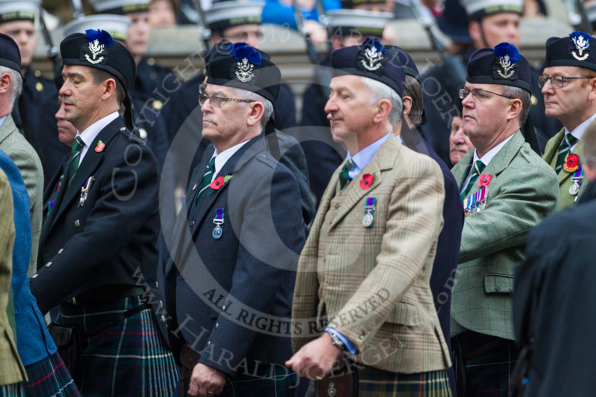 Remembrance Sunday at the Cenotaph 2015: Group A8, Queen's Own Highlanders Regimental Association.
Cenotaph, Whitehall, London SW1,
London,
Greater London,
United Kingdom,
on 08 November 2015 at 12:10, image #1232