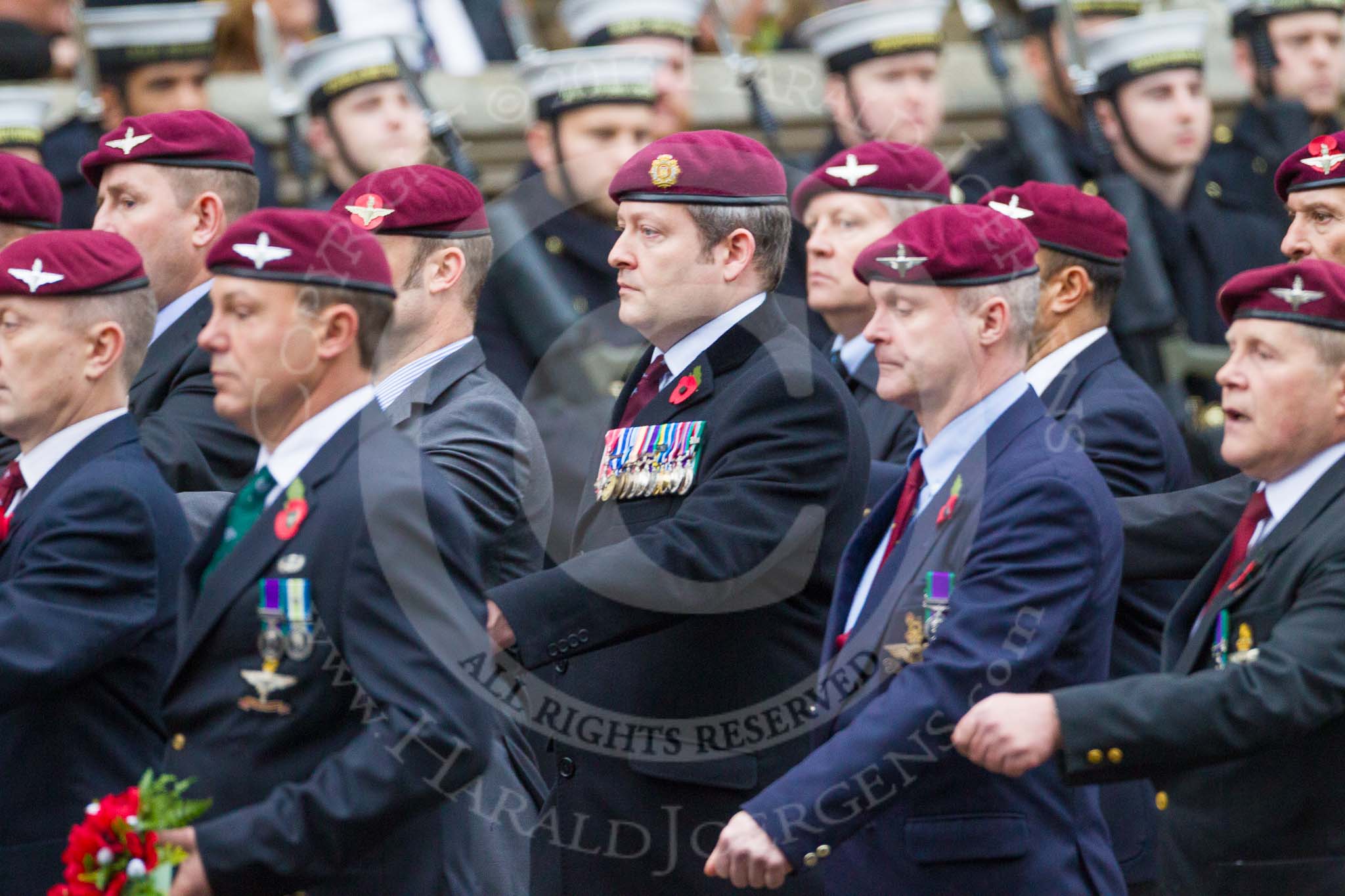 Remembrance Sunday at the Cenotaph 2015: Group A14, 4 Company Association (Parachute Regiment).
Cenotaph, Whitehall, London SW1,
London,
Greater London,
United Kingdom,
on 08 November 2015 at 12:11, image #1284