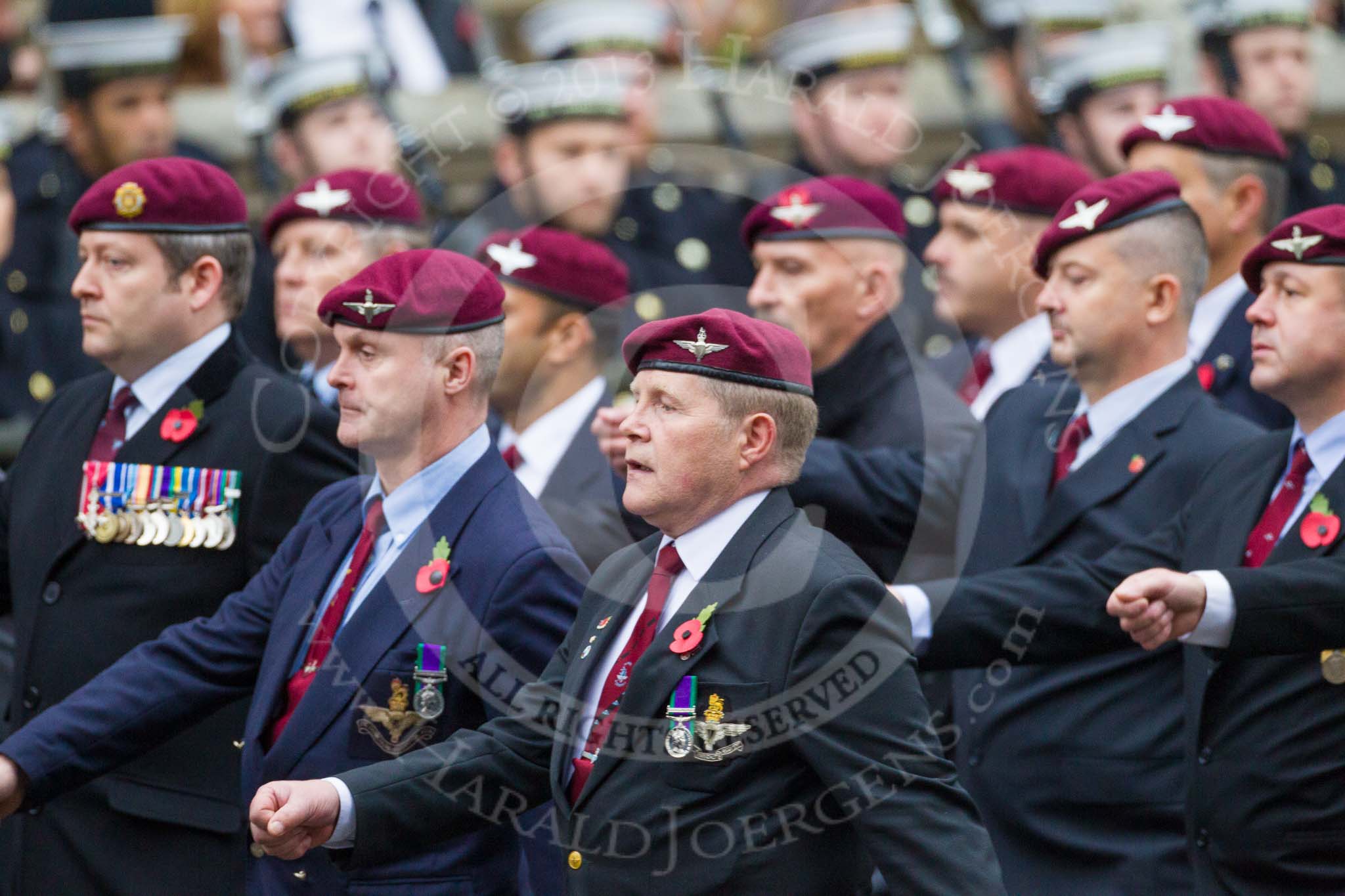 Remembrance Sunday at the Cenotaph 2015: Group A14, 4 Company Association (Parachute Regiment).
Cenotaph, Whitehall, London SW1,
London,
Greater London,
United Kingdom,
on 08 November 2015 at 12:11, image #1285