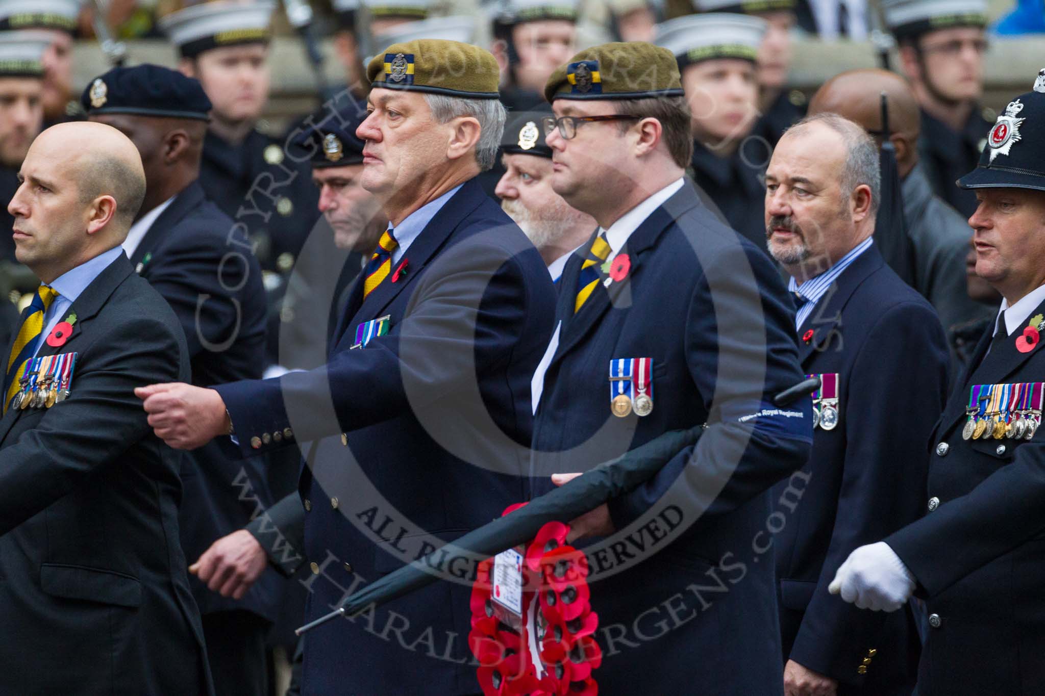 Remembrance Sunday at the Cenotaph 2015: Group A14, 4 Company Association (Parachute Regiment).
Cenotaph, Whitehall, London SW1,
London,
Greater London,
United Kingdom,
on 08 November 2015 at 12:11, image #1296