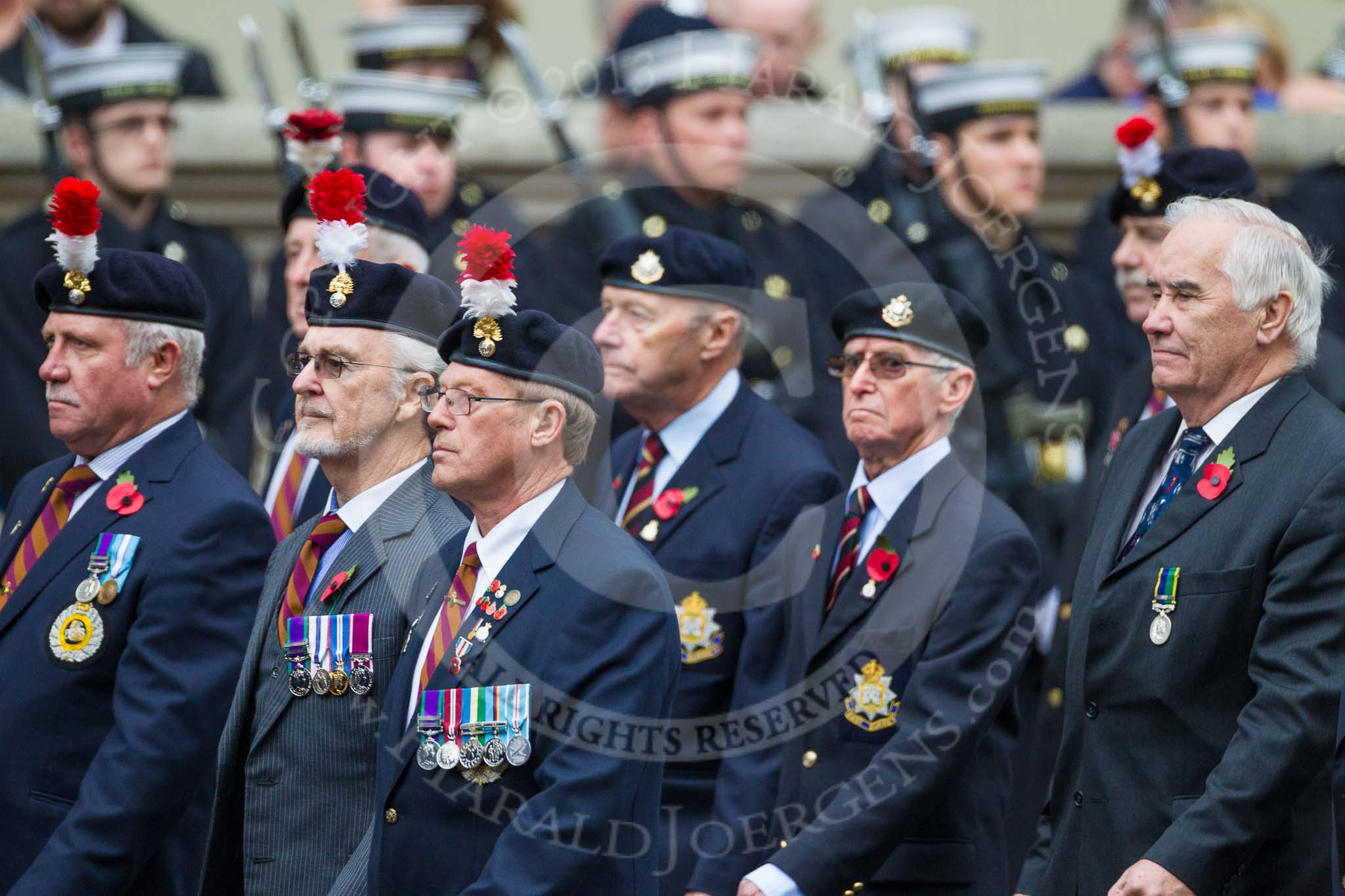 Remembrance Sunday at the Cenotaph 2015: Group A20, Royal Northumberland Fusiliers.
Cenotaph, Whitehall, London SW1,
London,
Greater London,
United Kingdom,
on 08 November 2015 at 12:12, image #1329