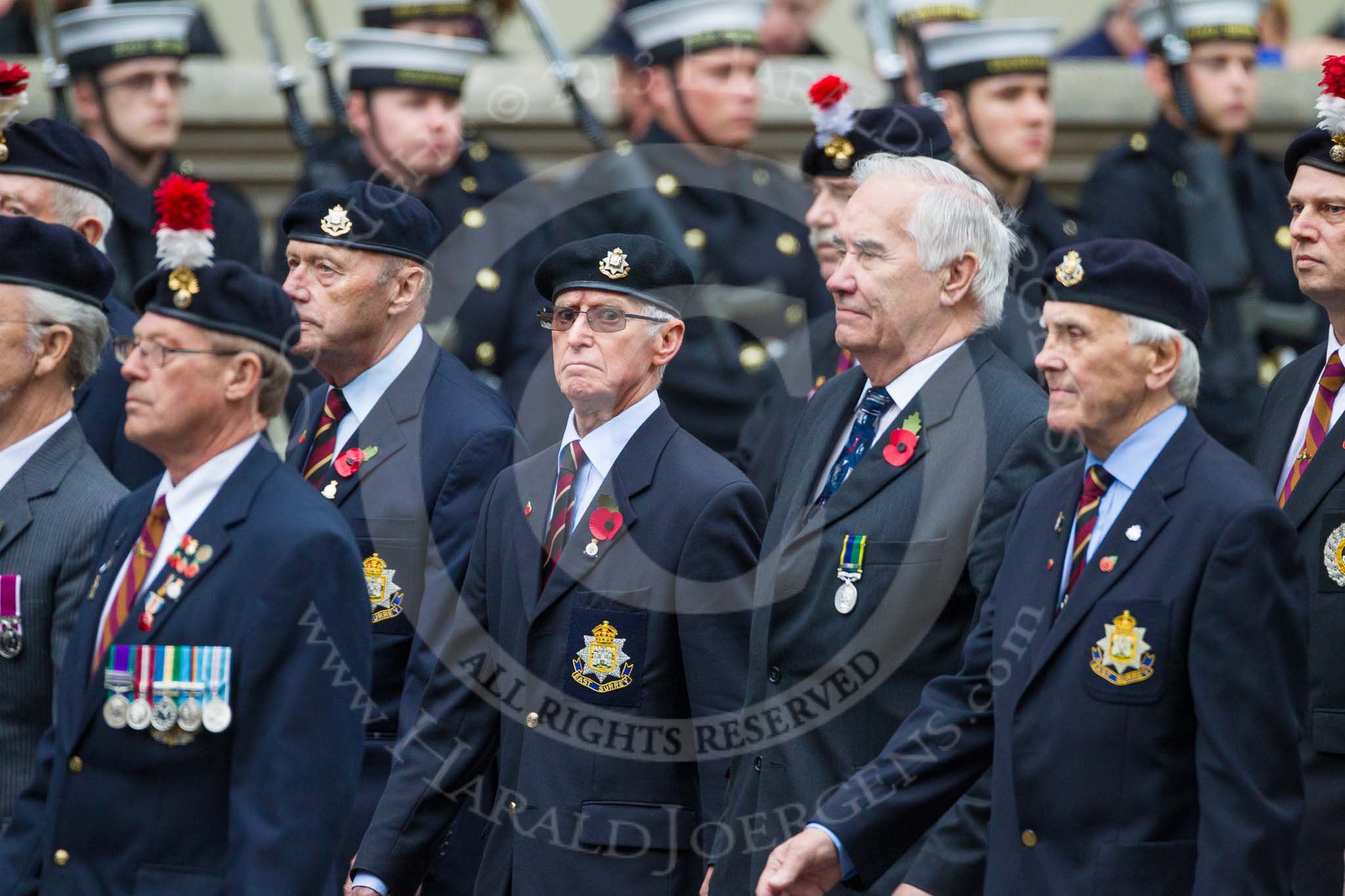 Remembrance Sunday at the Cenotaph 2015: Group A21, Royal Sussex Regimental Association.
Cenotaph, Whitehall, London SW1,
London,
Greater London,
United Kingdom,
on 08 November 2015 at 12:12, image #1330