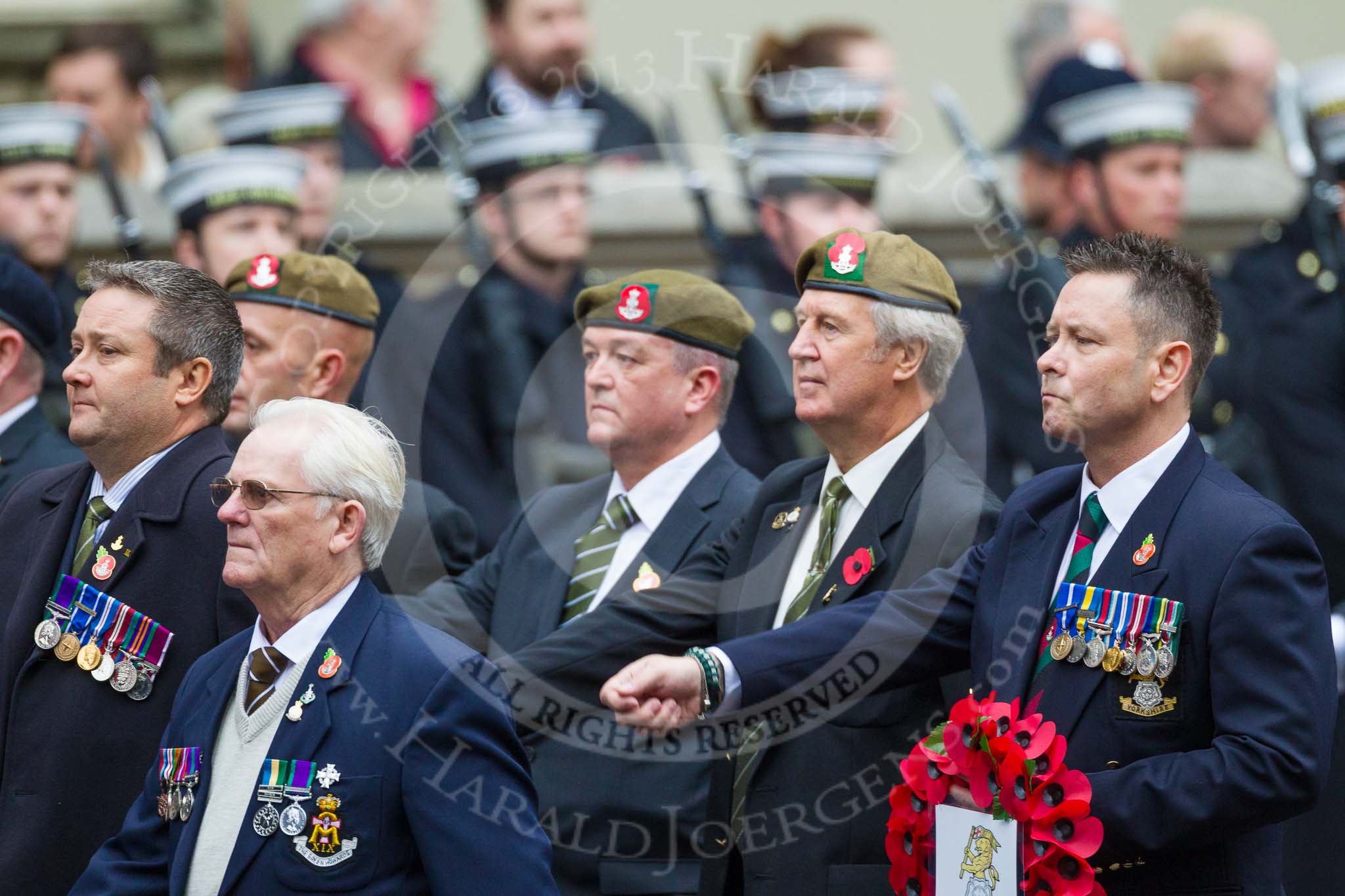 Remembrance Sunday at the Cenotaph 2015: Group A22, Green Howards Association.
Cenotaph, Whitehall, London SW1,
London,
Greater London,
United Kingdom,
on 08 November 2015 at 12:12, image #1348