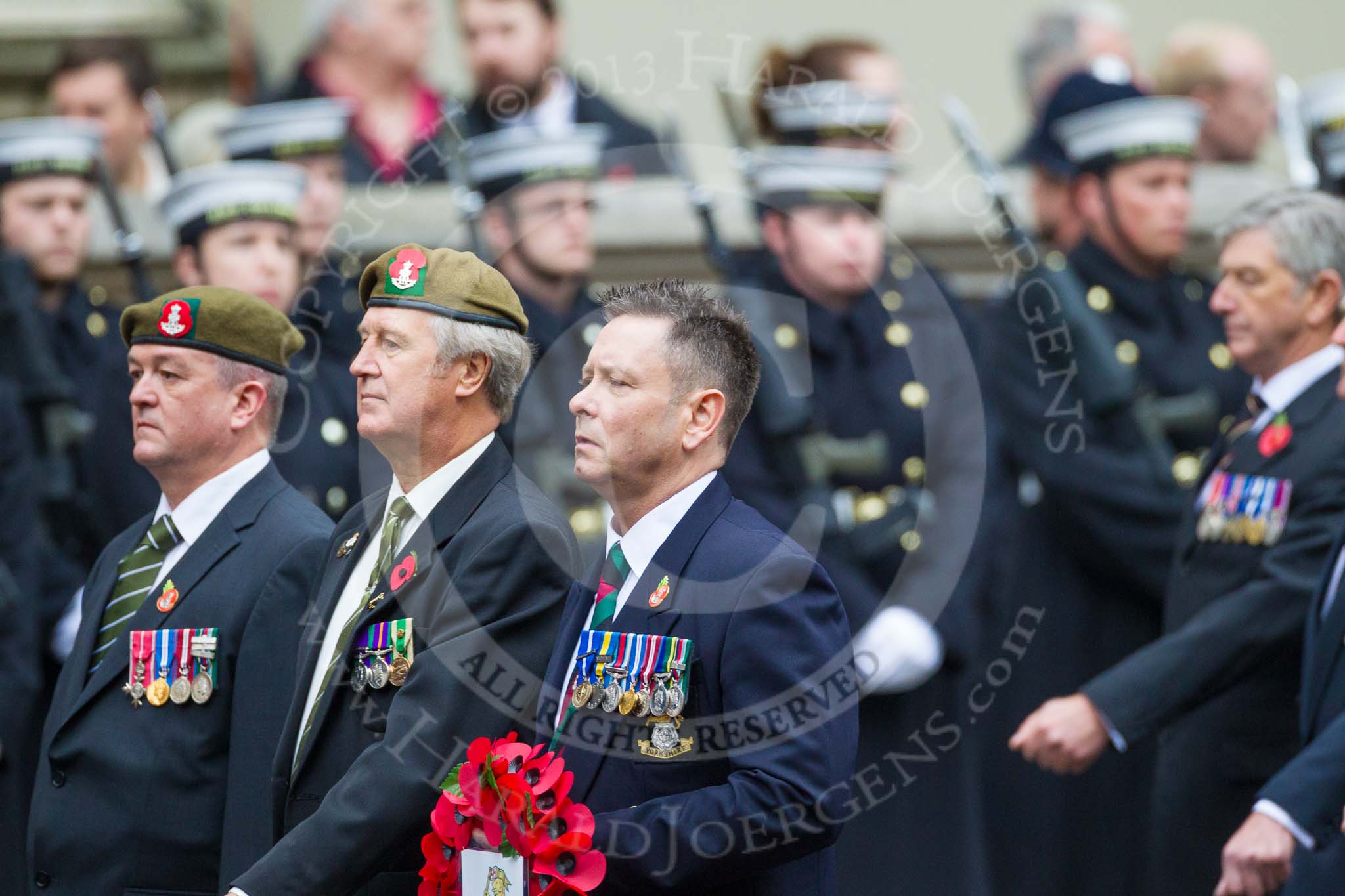 Remembrance Sunday at the Cenotaph 2015: Group A22, Green Howards Association.
Cenotaph, Whitehall, London SW1,
London,
Greater London,
United Kingdom,
on 08 November 2015 at 12:12, image #1349