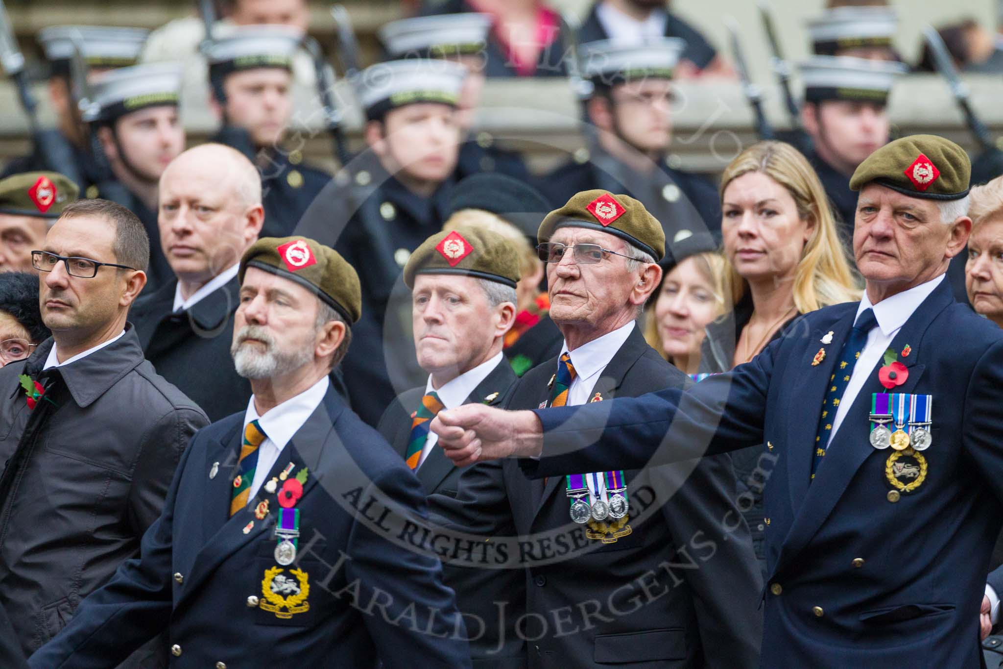 Remembrance Sunday at the Cenotaph 2015: Group A27, The King's Own Royal Border Regiment.
Cenotaph, Whitehall, London SW1,
London,
Greater London,
United Kingdom,
on 08 November 2015 at 12:13, image #1370