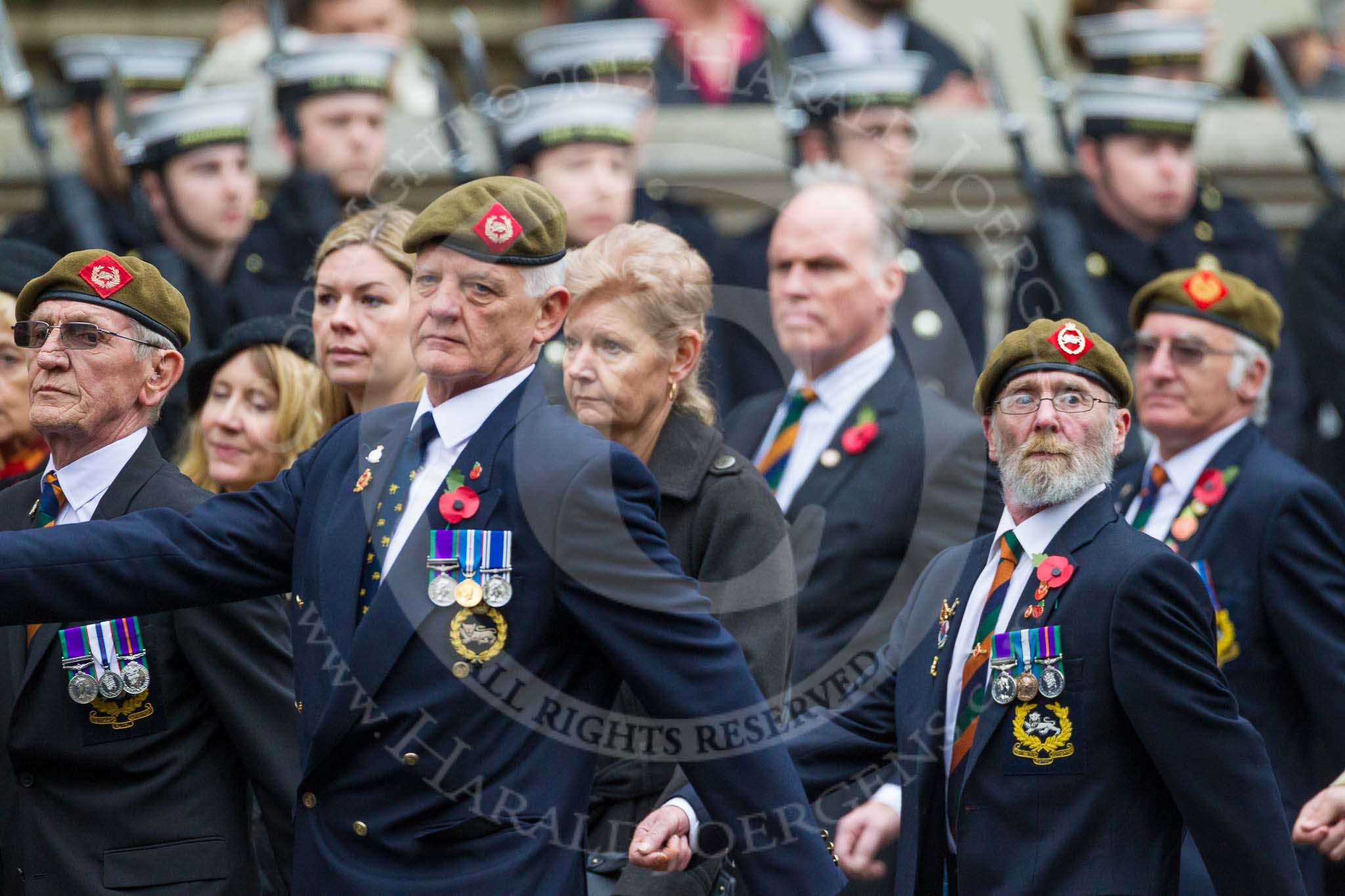 Remembrance Sunday at the Cenotaph 2015: Group A27, The King's Own Royal Border Regiment.
Cenotaph, Whitehall, London SW1,
London,
Greater London,
United Kingdom,
on 08 November 2015 at 12:13, image #1372