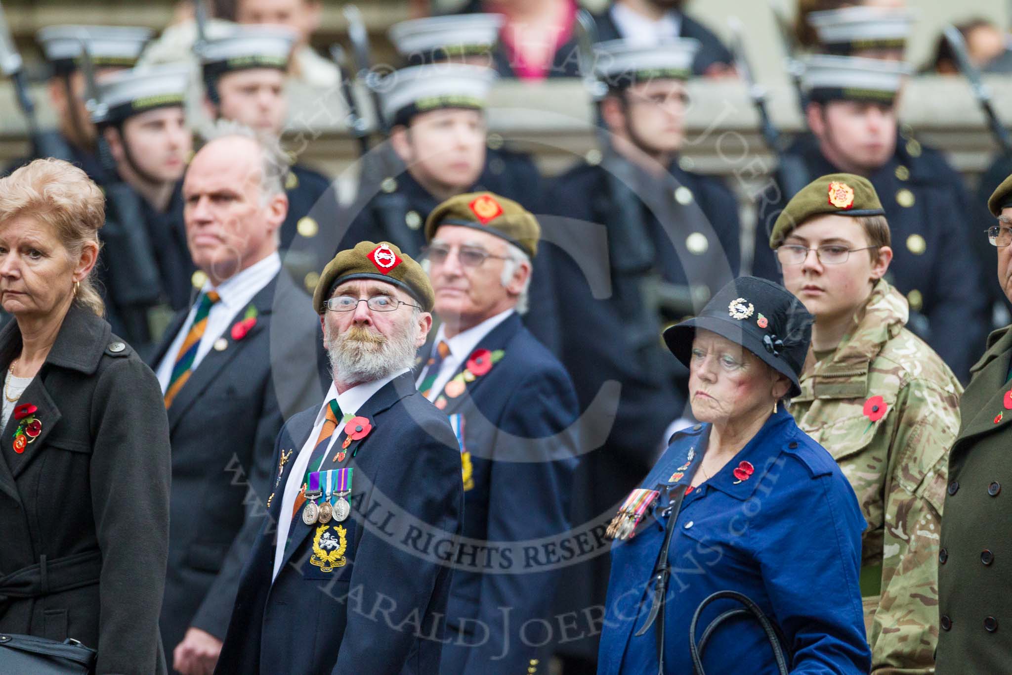 Remembrance Sunday at the Cenotaph 2015: Group A27, The King's Own Royal Border Regiment.
Cenotaph, Whitehall, London SW1,
London,
Greater London,
United Kingdom,
on 08 November 2015 at 12:13, image #1373