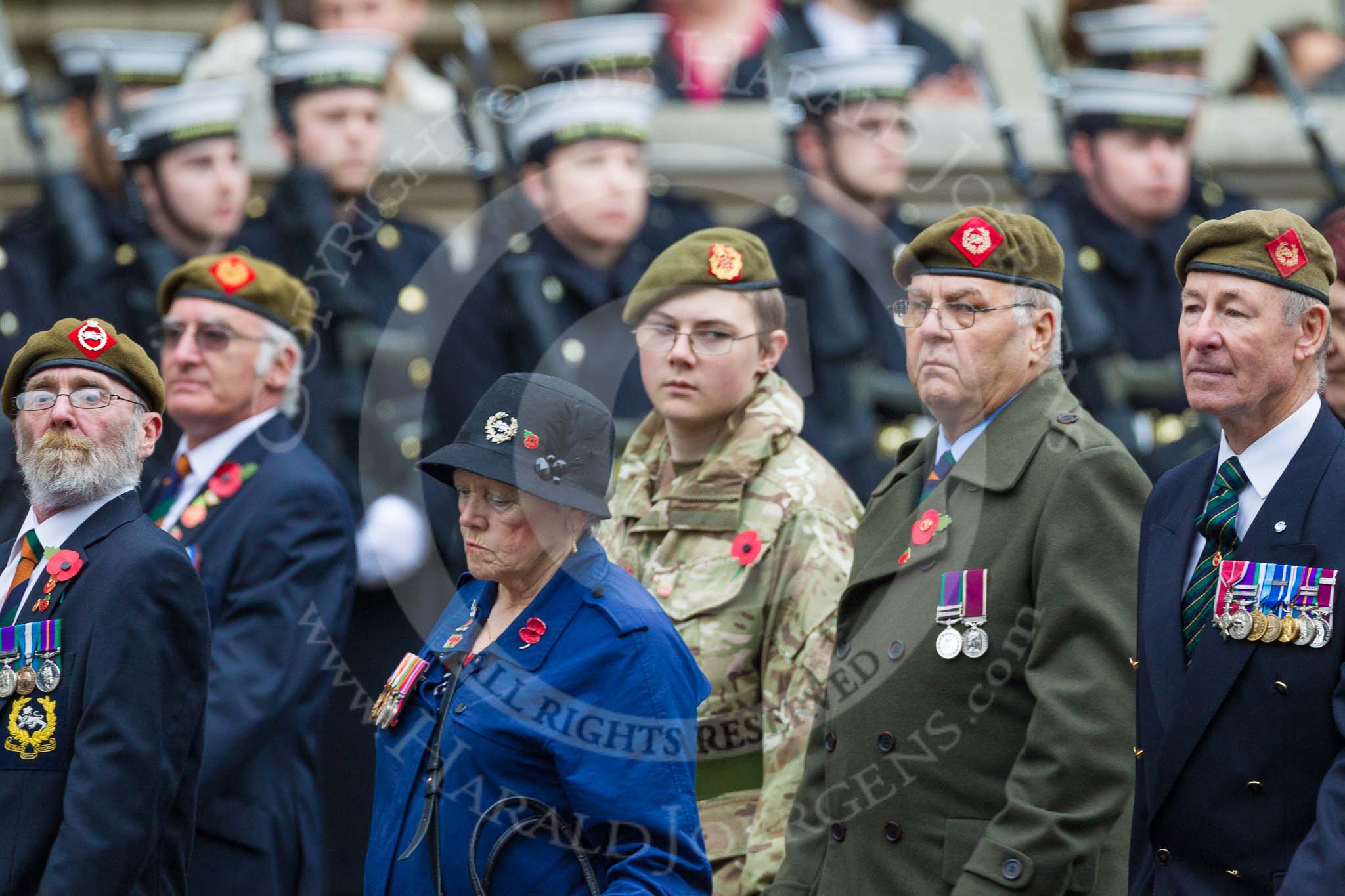 Remembrance Sunday at the Cenotaph 2015: Group A27, The King's Own Royal Border Regiment.
Cenotaph, Whitehall, London SW1,
London,
Greater London,
United Kingdom,
on 08 November 2015 at 12:13, image #1374