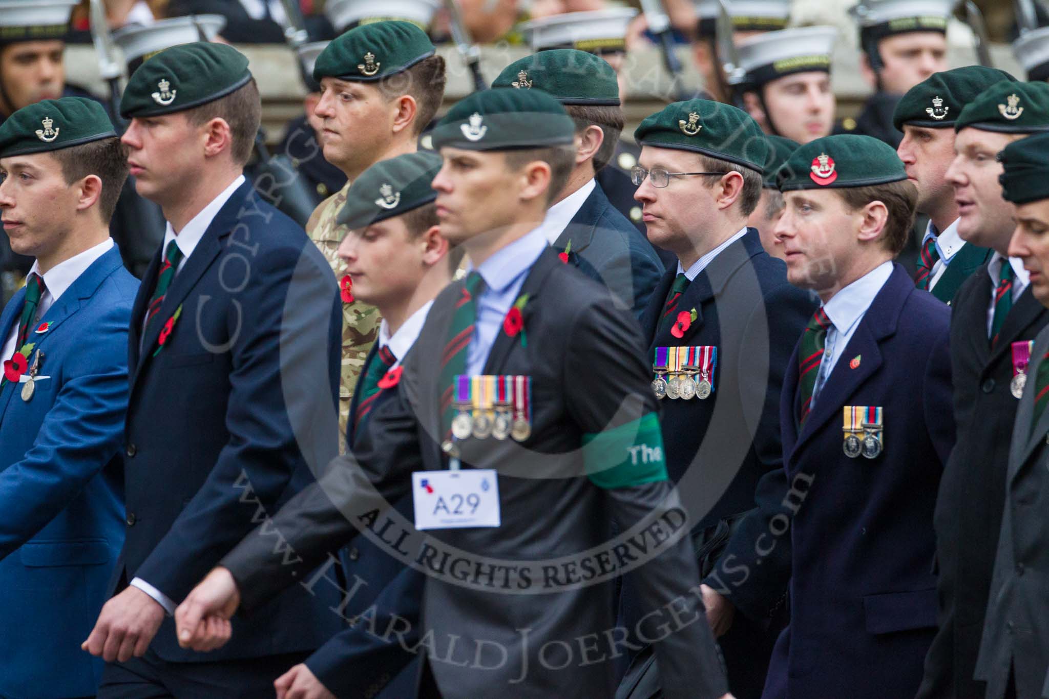 Remembrance Sunday at the Cenotaph 2015: Group A29, Rifles Regimental Association.
Cenotaph, Whitehall, London SW1,
London,
Greater London,
United Kingdom,
on 08 November 2015 at 12:13, image #1387