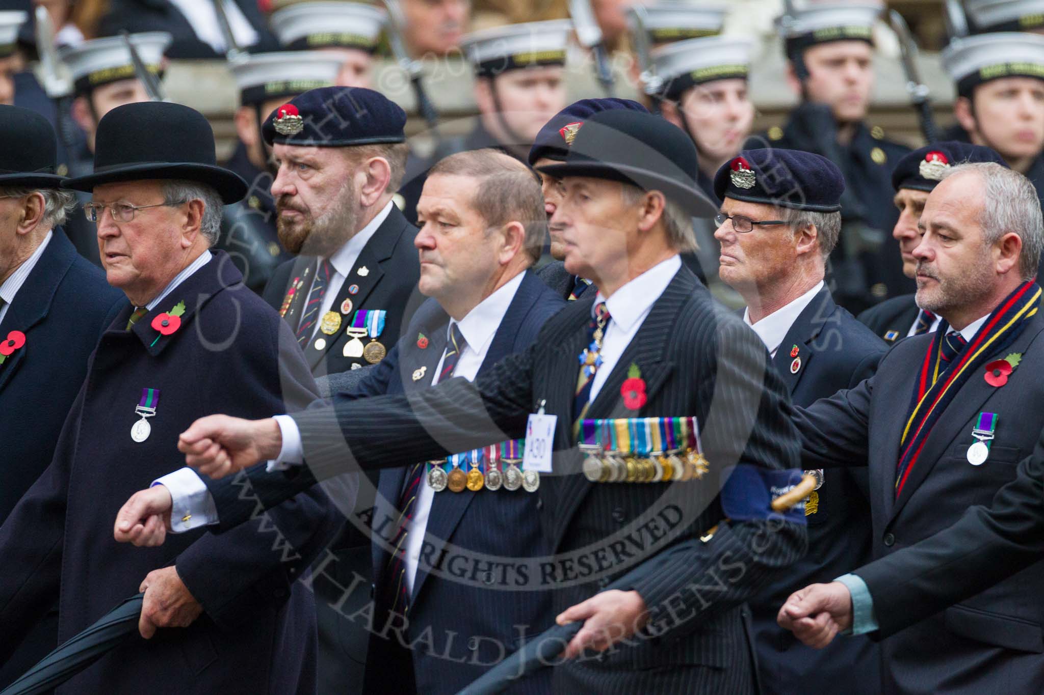 Remembrance Sunday at the Cenotaph 2015: Group A30, The Rifles & Royal Gloucestershire, Berkshire & Wiltshire Regimental Association.
Cenotaph, Whitehall, London SW1,
London,
Greater London,
United Kingdom,
on 08 November 2015 at 12:13, image #1393
