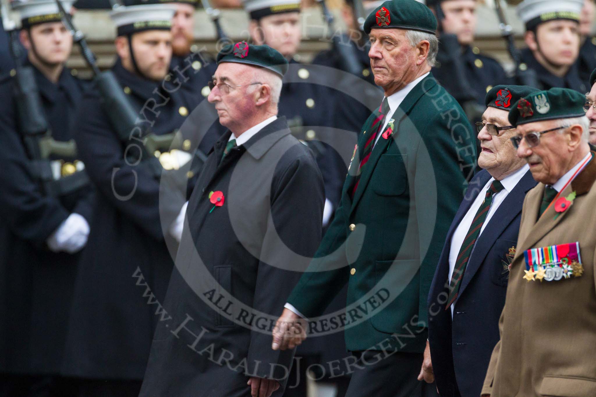 Remembrance Sunday at the Cenotaph 2015: Group A31, Durham Light Infantry Association.
Cenotaph, Whitehall, London SW1,
London,
Greater London,
United Kingdom,
on 08 November 2015 at 12:13, image #1399