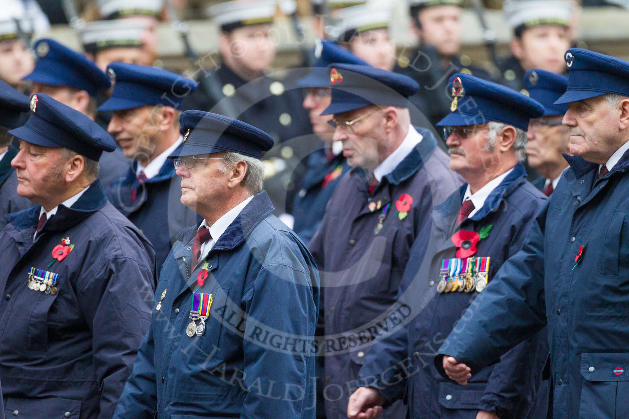 Remembrance Sunday at the Cenotaph 2015: Group M1, Transport for London.
Cenotaph, Whitehall, London SW1,
London,
Greater London,
United Kingdom,
on 08 November 2015 at 12:14, image #1417