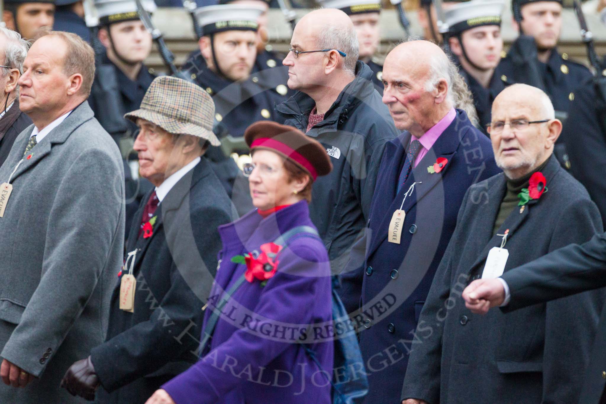 Remembrance Sunday at the Cenotaph 2015: Group M5, Evacuees Reunion Association.
Cenotaph, Whitehall, London SW1,
London,
Greater London,
United Kingdom,
on 08 November 2015 at 12:15, image #1450