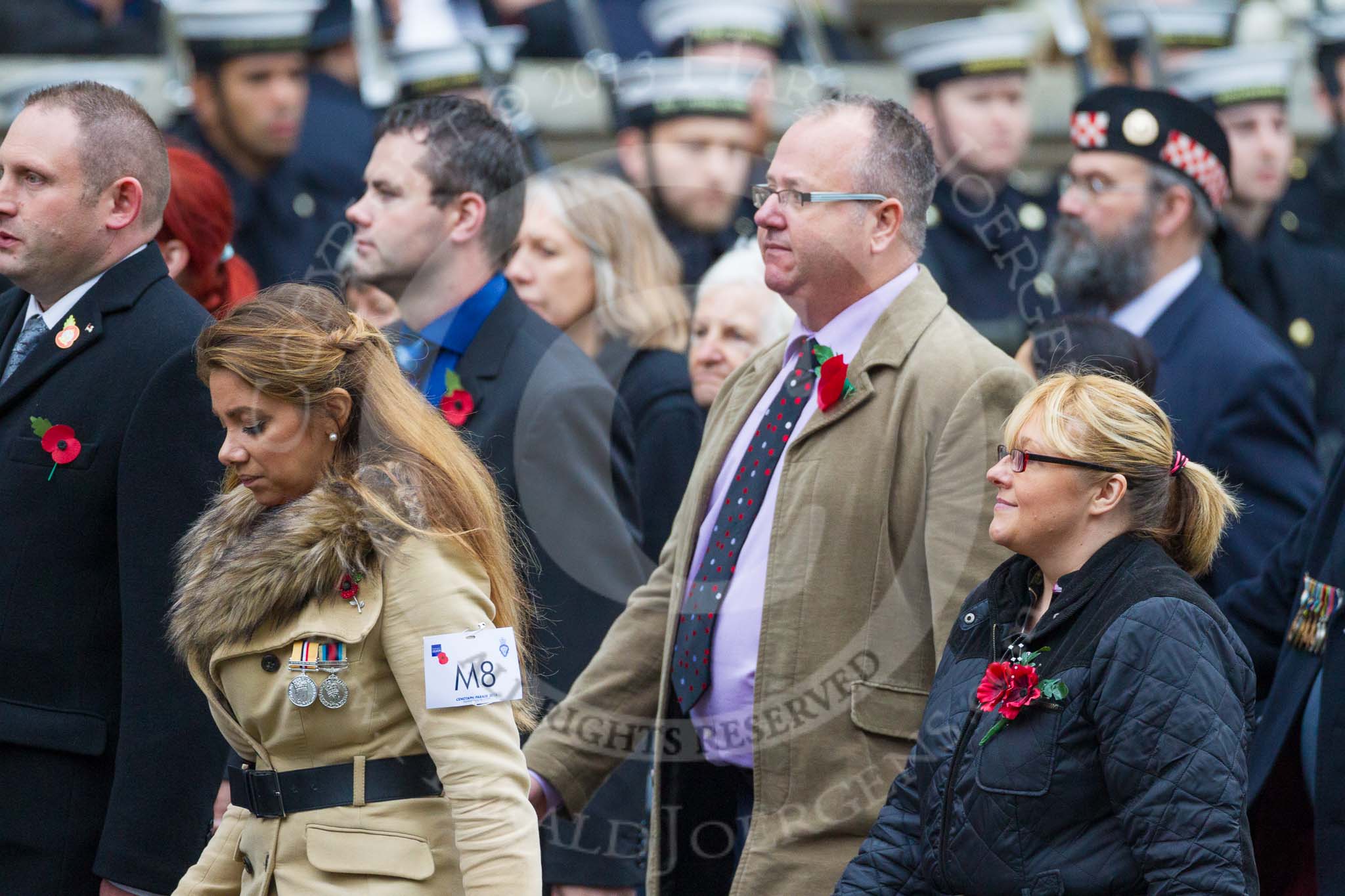 Remembrance Sunday at the Cenotaph 2015: Group M8, Naval Canteen Service & Expeditionary Force Institutes Association (previously NAAFI).
Cenotaph, Whitehall, London SW1,
London,
Greater London,
United Kingdom,
on 08 November 2015 at 12:15, image #1461