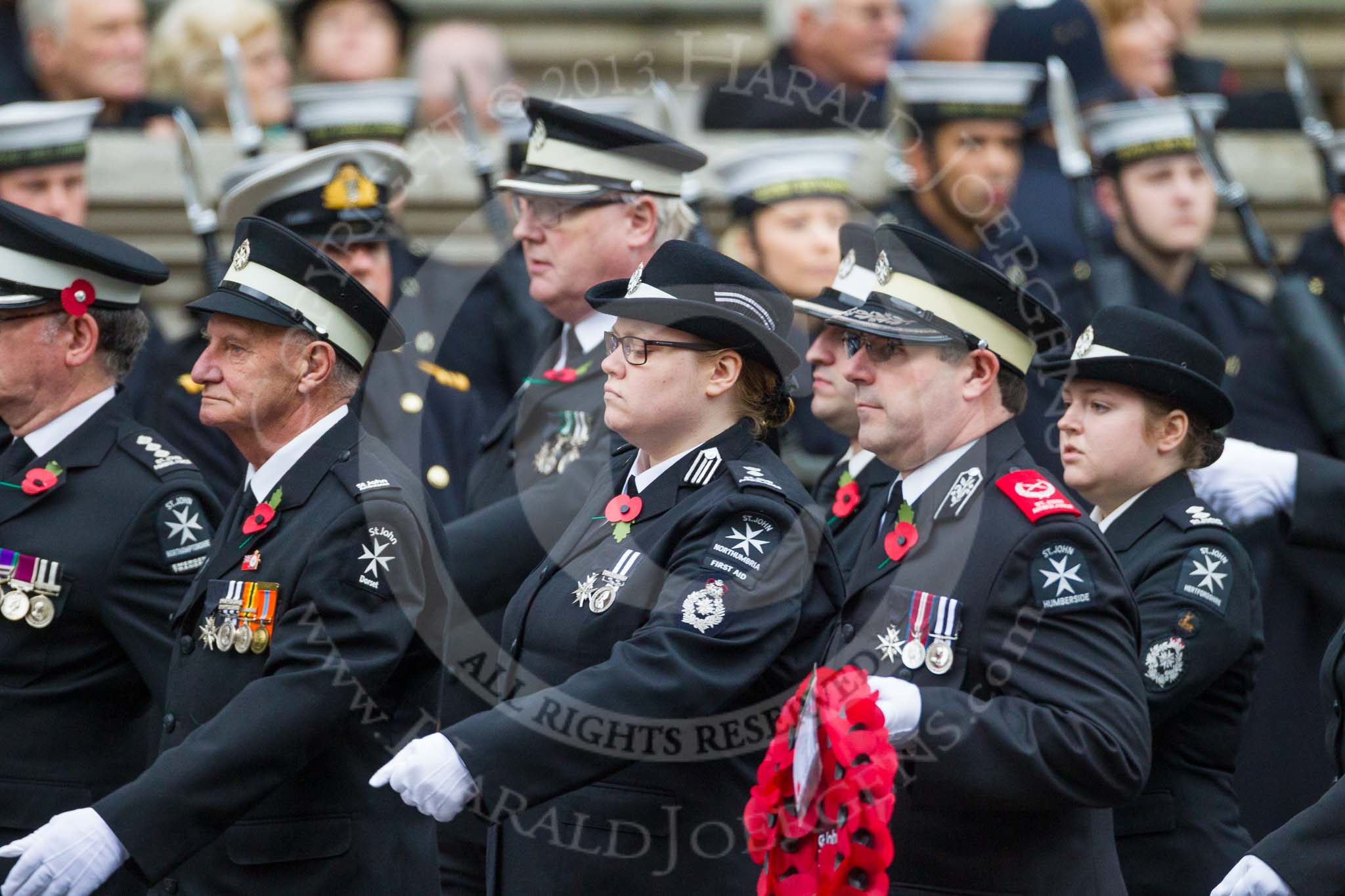 Remembrance Sunday at the Cenotaph 2015: Group M15, St John Ambulance.
Cenotaph, Whitehall, London SW1,
London,
Greater London,
United Kingdom,
on 08 November 2015 at 12:16, image #1505