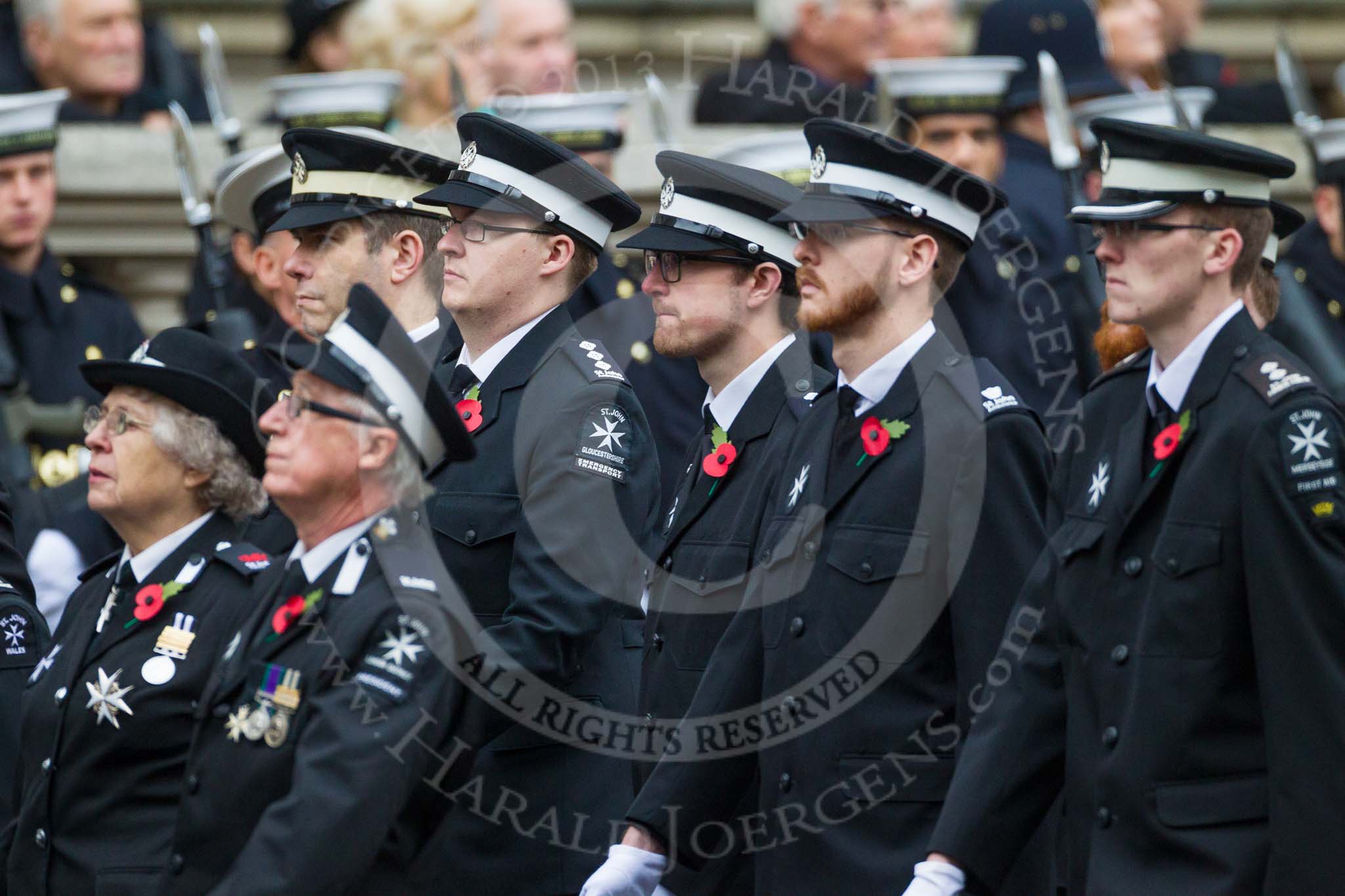 Remembrance Sunday at the Cenotaph 2015: Group M15, St John Ambulance.
Cenotaph, Whitehall, London SW1,
London,
Greater London,
United Kingdom,
on 08 November 2015 at 12:16, image #1509