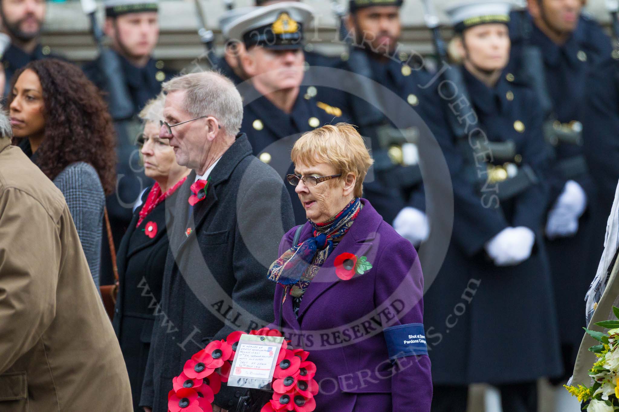 Remembrance Sunday at the Cenotaph 2015: Group M38, Shot at Dawn Pardons Campaign.
Cenotaph, Whitehall, London SW1,
London,
Greater London,
United Kingdom,
on 08 November 2015 at 12:19, image #1657