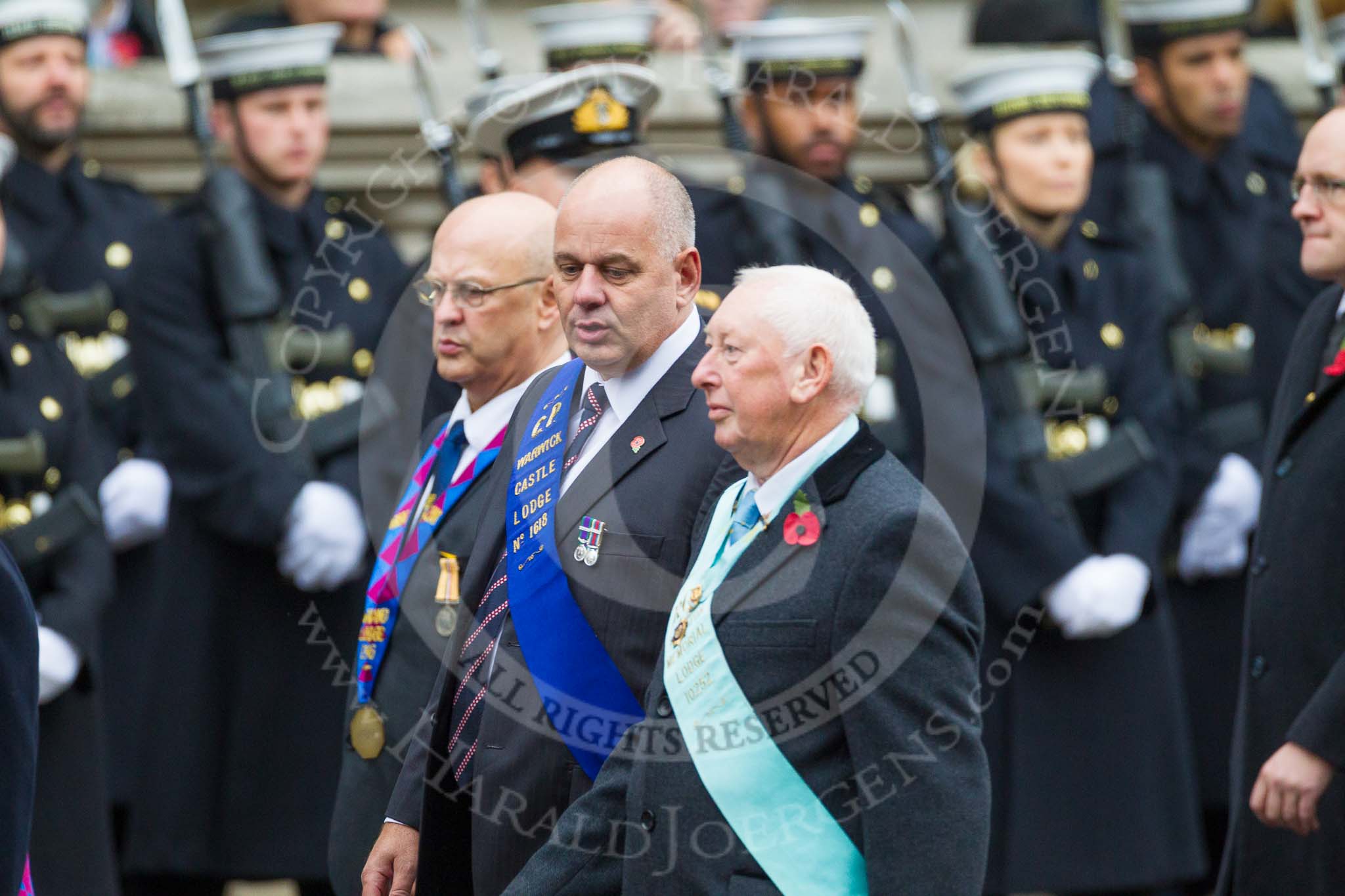 Remembrance Sunday at the Cenotaph 2015: Group M39, Royal Antediluvian Order of Buffaloes.
Cenotaph, Whitehall, London SW1,
London,
Greater London,
United Kingdom,
on 08 November 2015 at 12:19, image #1661