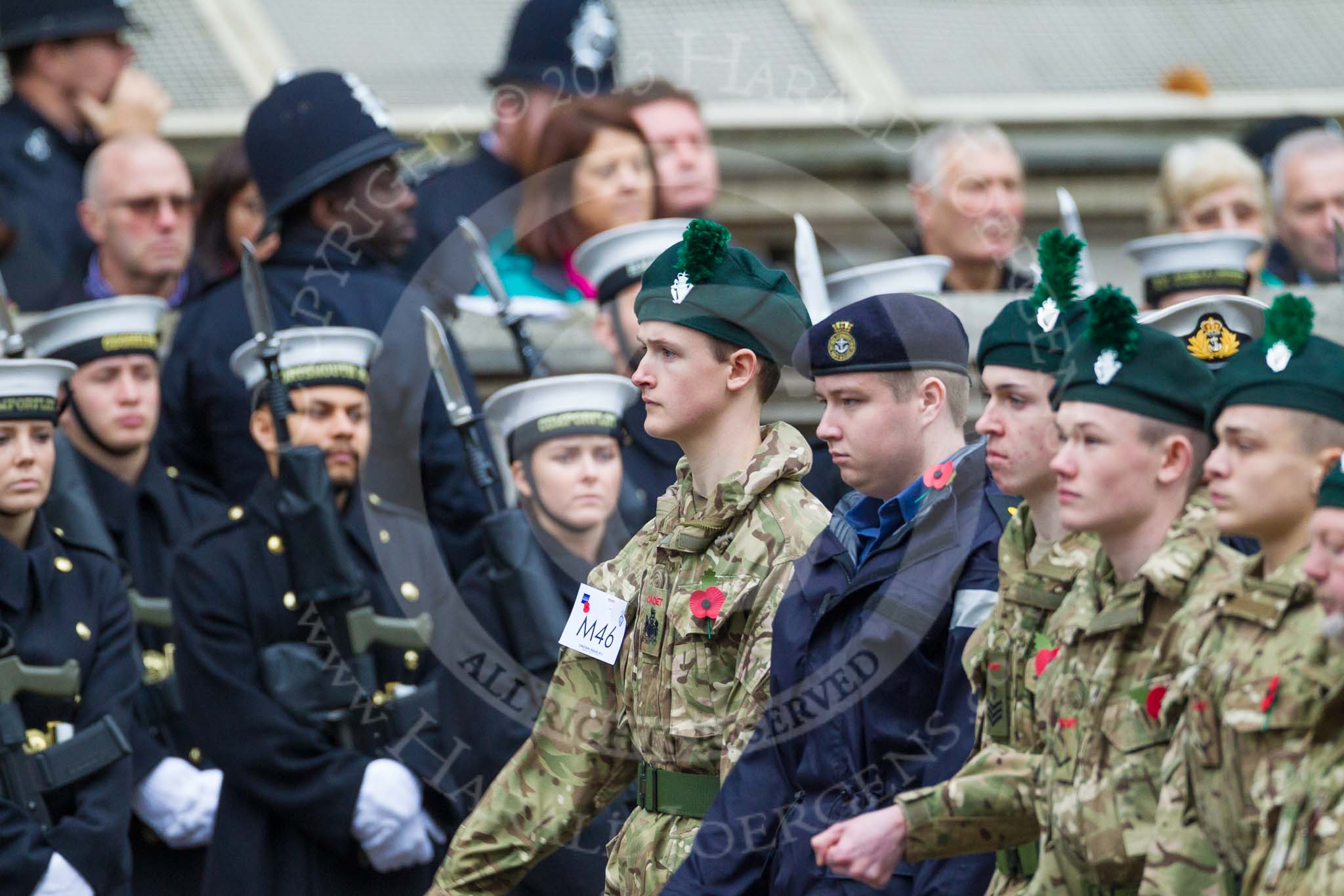 Remembrance Sunday at the Cenotaph 2015: Group M46, Sea Cadet Corps.
Cenotaph, Whitehall, London SW1,
London,
Greater London,
United Kingdom,
on 08 November 2015 at 12:20, image #1691