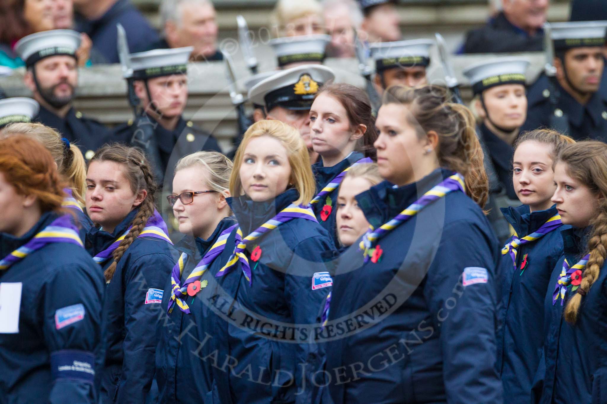 Remembrance Sunday at the Cenotaph 2015: Group M51, Girlguiding London & South East England.
Cenotaph, Whitehall, London SW1,
London,
Greater London,
United Kingdom,
on 08 November 2015 at 12:21, image #1731