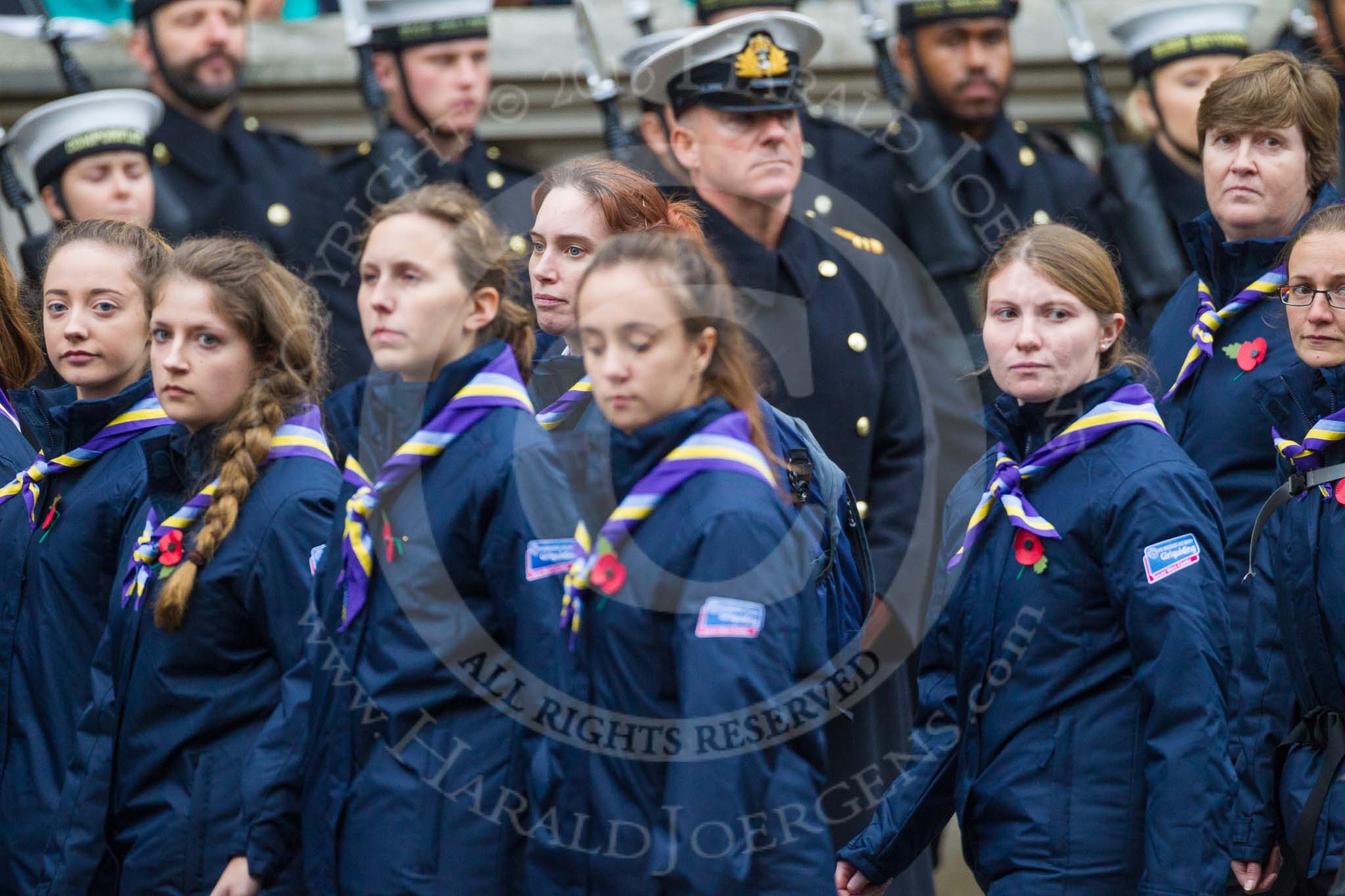 Remembrance Sunday at the Cenotaph 2015: Group M51, Girlguiding London & South East England.
Cenotaph, Whitehall, London SW1,
London,
Greater London,
United Kingdom,
on 08 November 2015 at 12:21, image #1733