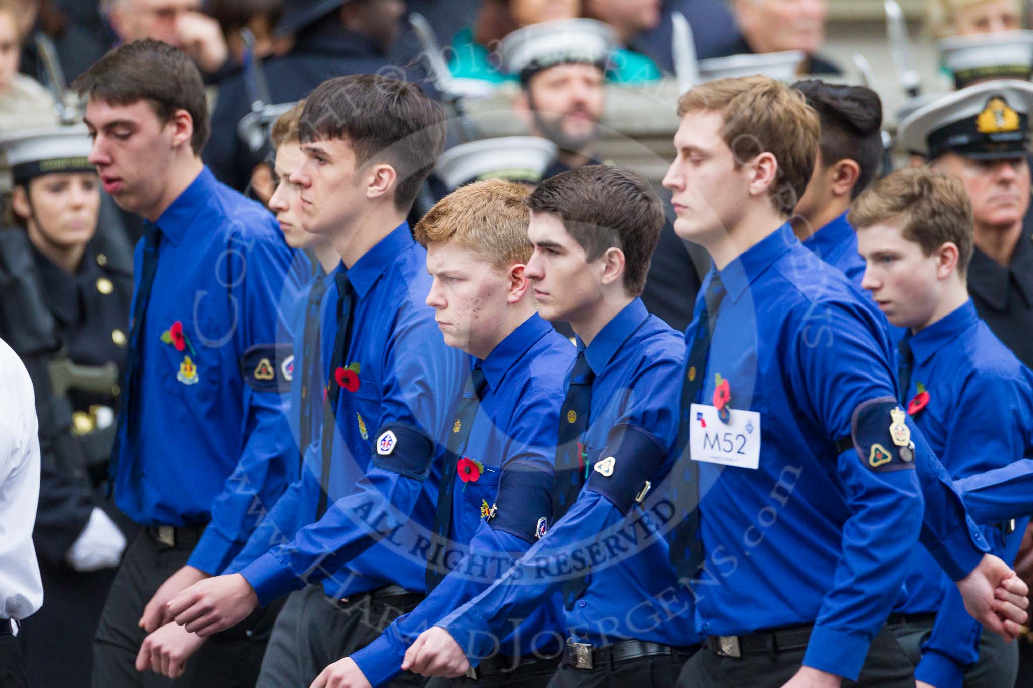 Remembrance Sunday at the Cenotaph 2015: Group M52, Boys Brigade.
Cenotaph, Whitehall, London SW1,
London,
Greater London,
United Kingdom,
on 08 November 2015 at 12:21, image #1736