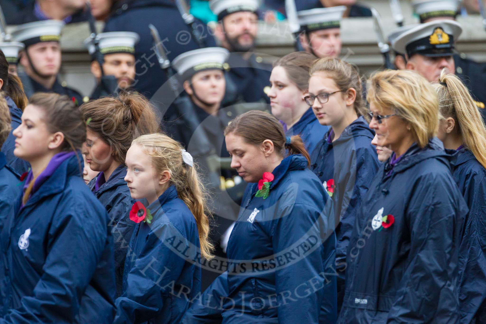 Remembrance Sunday at the Cenotaph 2015: Group M53, Girls Brigade England & Wales.
Cenotaph, Whitehall, London SW1,
London,
Greater London,
United Kingdom,
on 08 November 2015 at 12:21, image #1744