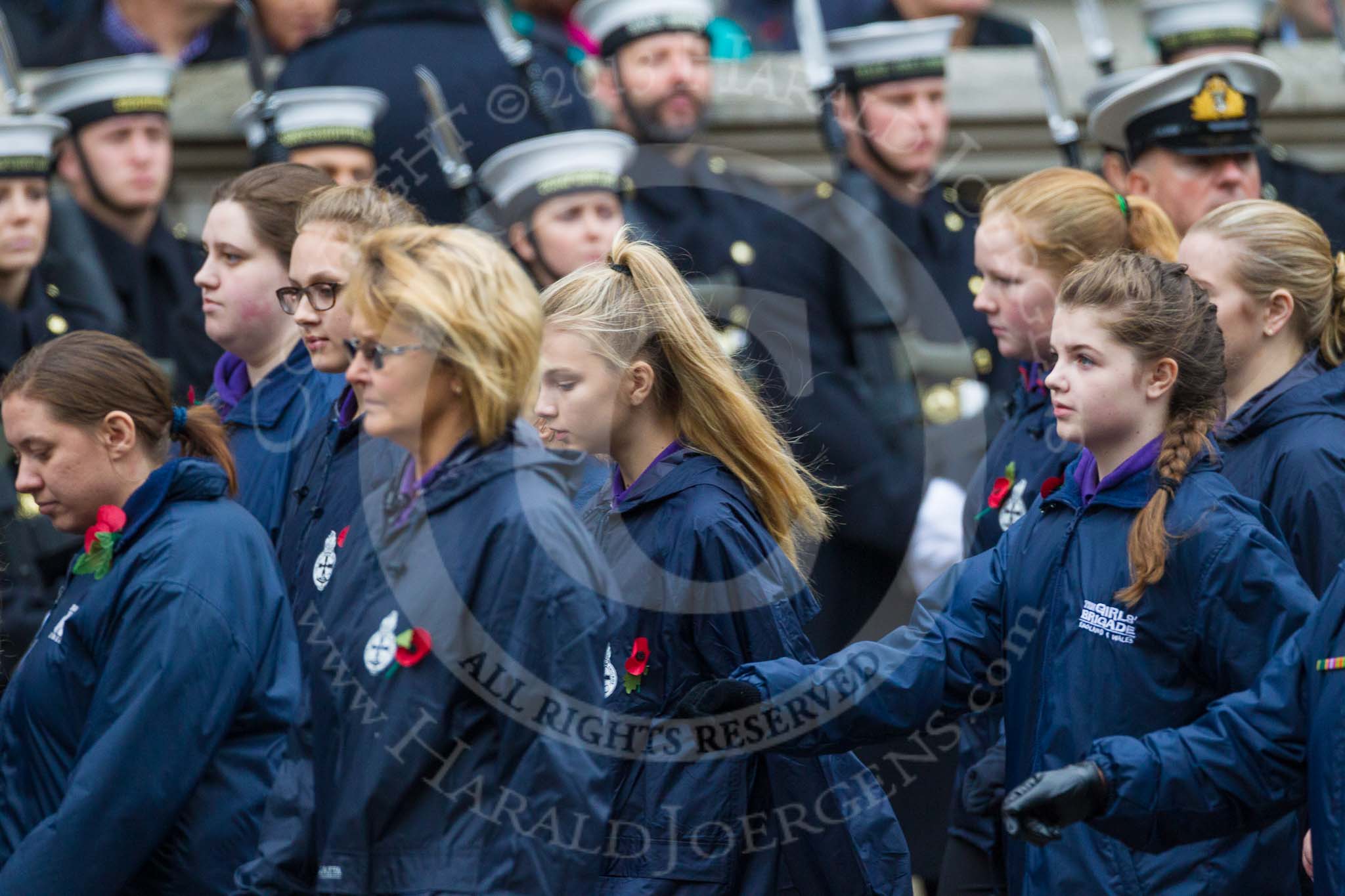 Remembrance Sunday at the Cenotaph 2015: Group M53, Girls Brigade England & Wales.
Cenotaph, Whitehall, London SW1,
London,
Greater London,
United Kingdom,
on 08 November 2015 at 12:21, image #1745