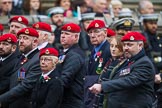Remembrance Sunday at the Cenotaph 2015: Group B16, Royal Military Police Association.
Cenotaph, Whitehall, London SW1,
London,
Greater London,
United Kingdom,
on 08 November 2015 at 11:40, image #135