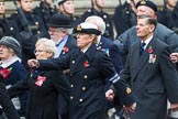 Remembrance Sunday at the Cenotaph 2015: Group E18, Association of WRENS, and  E19, Royal Fleet Auxiliary Association.
Cenotaph, Whitehall, London SW1,
London,
Greater London,
United Kingdom,
on 08 November 2015 at 12:01, image #911