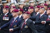 Remembrance Sunday at the Cenotaph 2015: Group A14, 4 Company Association (Parachute Regiment).
Cenotaph, Whitehall, London SW1,
London,
Greater London,
United Kingdom,
on 08 November 2015 at 12:11, image #1285