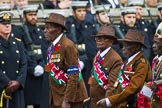 Remembrance Sunday at the Cenotaph 2015: Group A33, King's African Rifles.
Cenotaph, Whitehall, London SW1,
London,
Greater London,
United Kingdom,
on 08 November 2015 at 12:14, image #1407