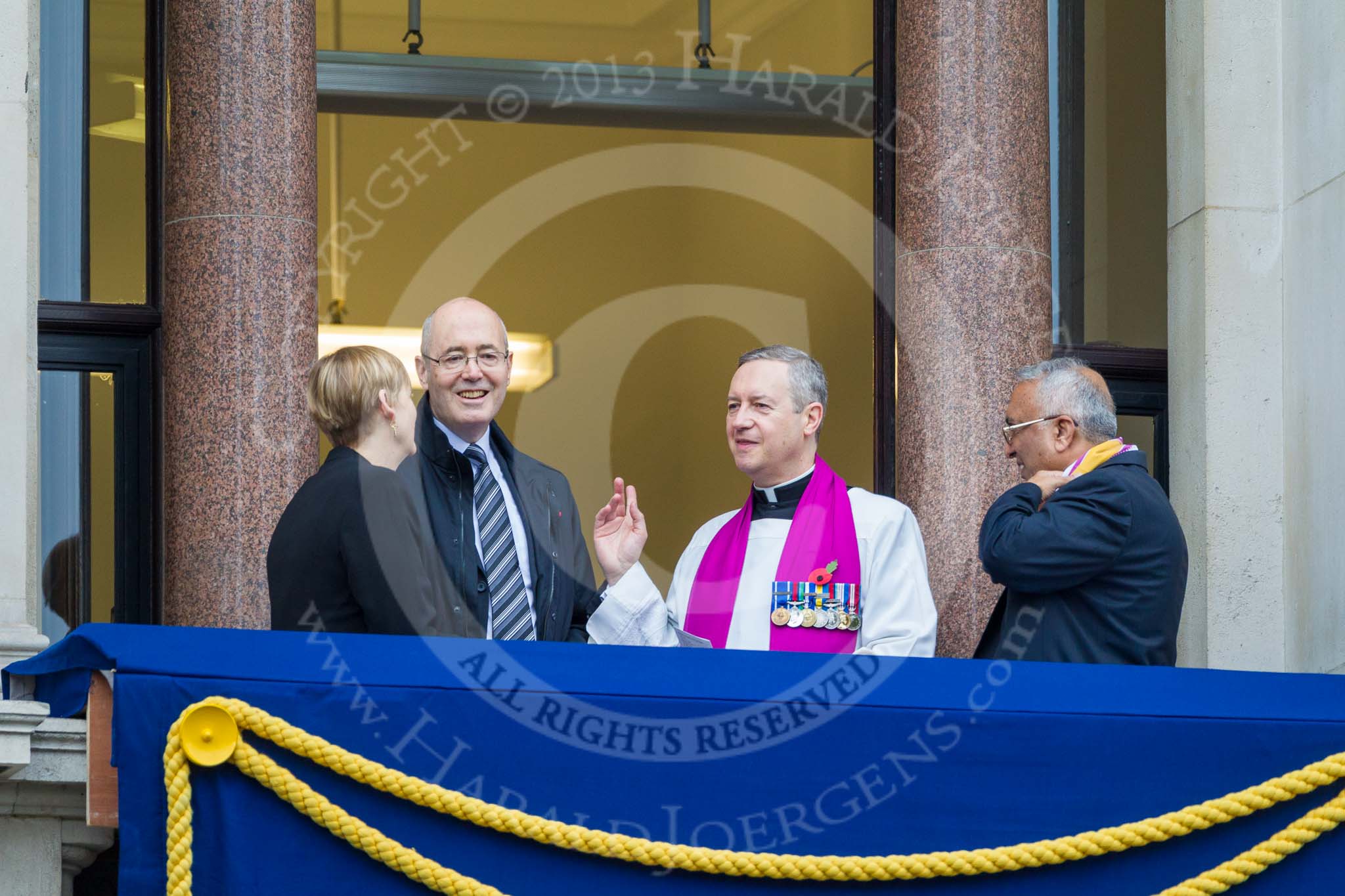 Remembrance Sunday at the Cenotaph 2015: First guests on one of the balconies. Image #15, 08 November 2015 09:36 Whitehall, London, UK