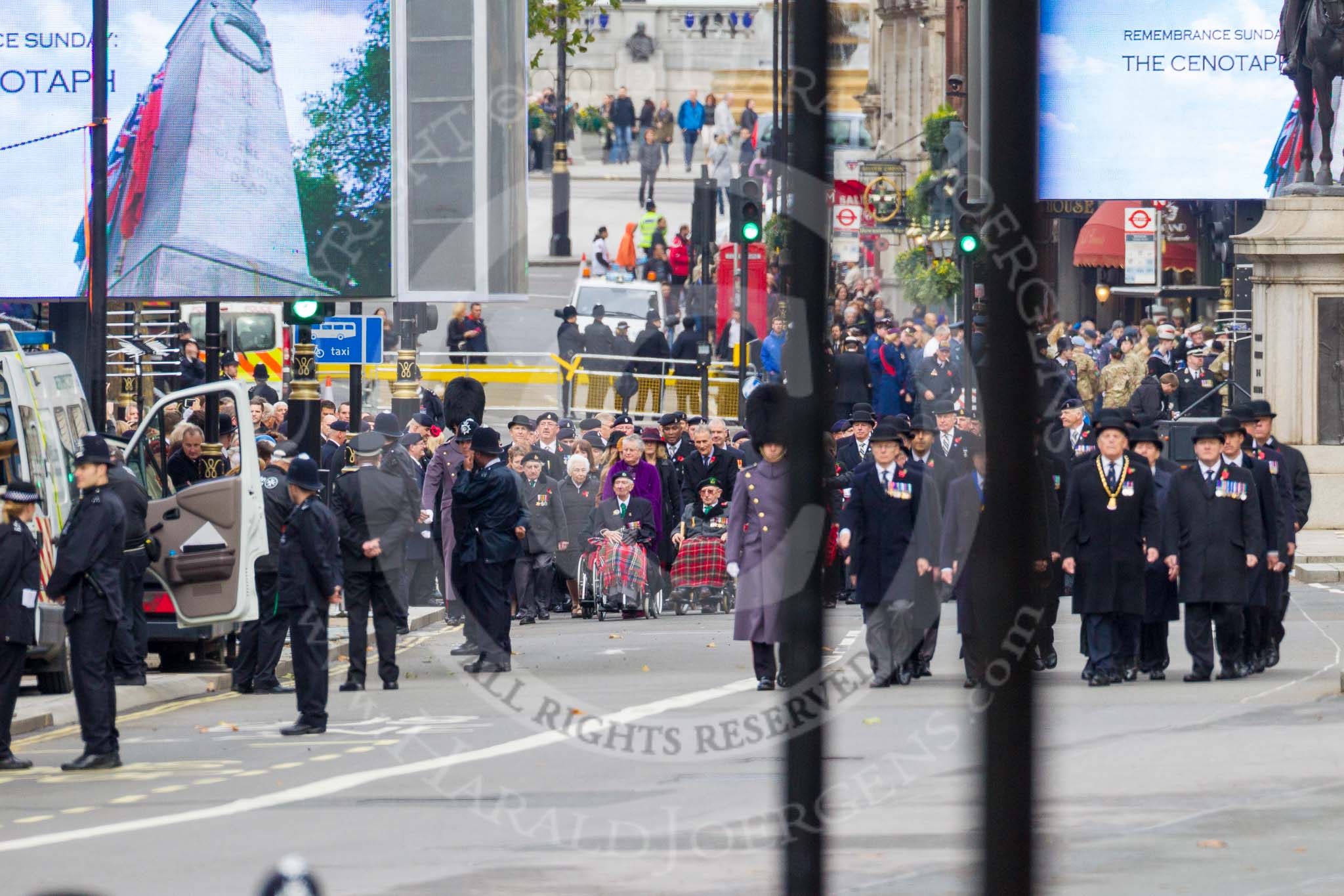 Remembrance Sunday at the Cenotaph 2015: The first column of veterans arrives at Whitehall. Image #23, 08 November 2015 10:14 Whitehall, London, UK