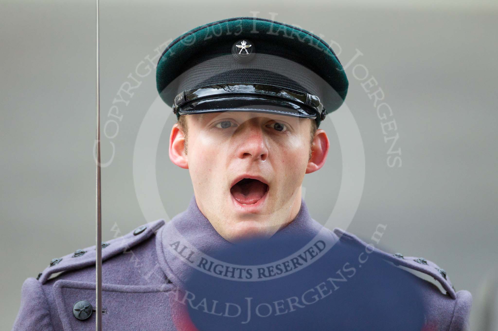 Remembrance Sunday at the Cenotaph 2015: A captain of the Gurkha Rifles commanding the Second Battalion The Royal Gurkha Rifles, based in Shorncliffe, Kent. Image #49, 08 November 2015 10:26 Whitehall, London, UK