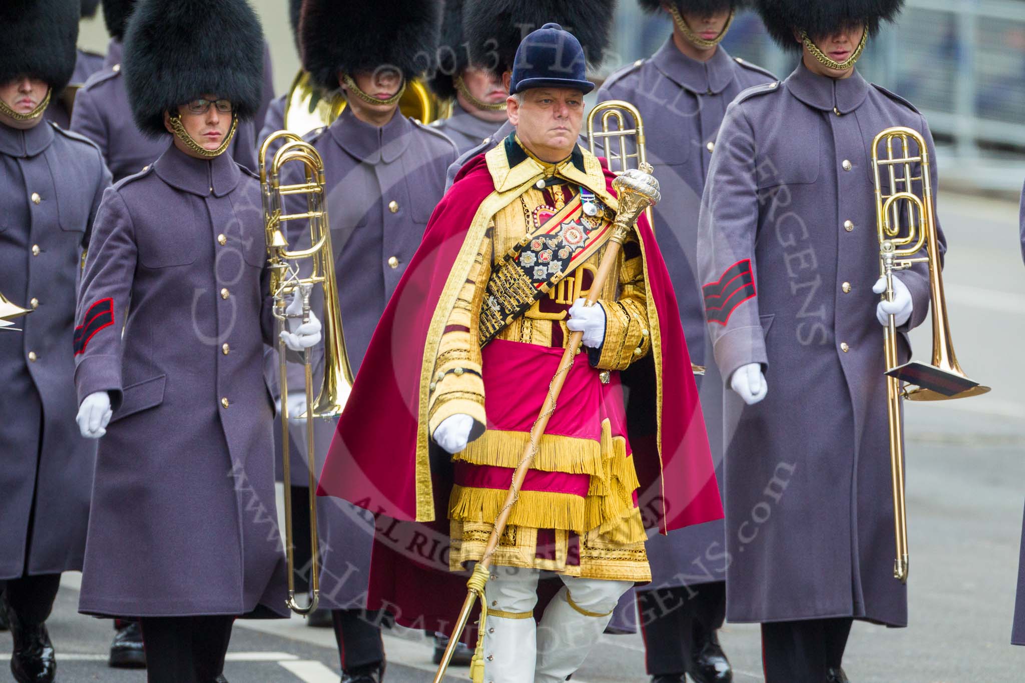 Remembrance Sunday at the Cenotaph 2015: Drum Major Stephen Staite, Grenadier Guards. Image #53, 08 November 2015 10:29 Whitehall, London, UK