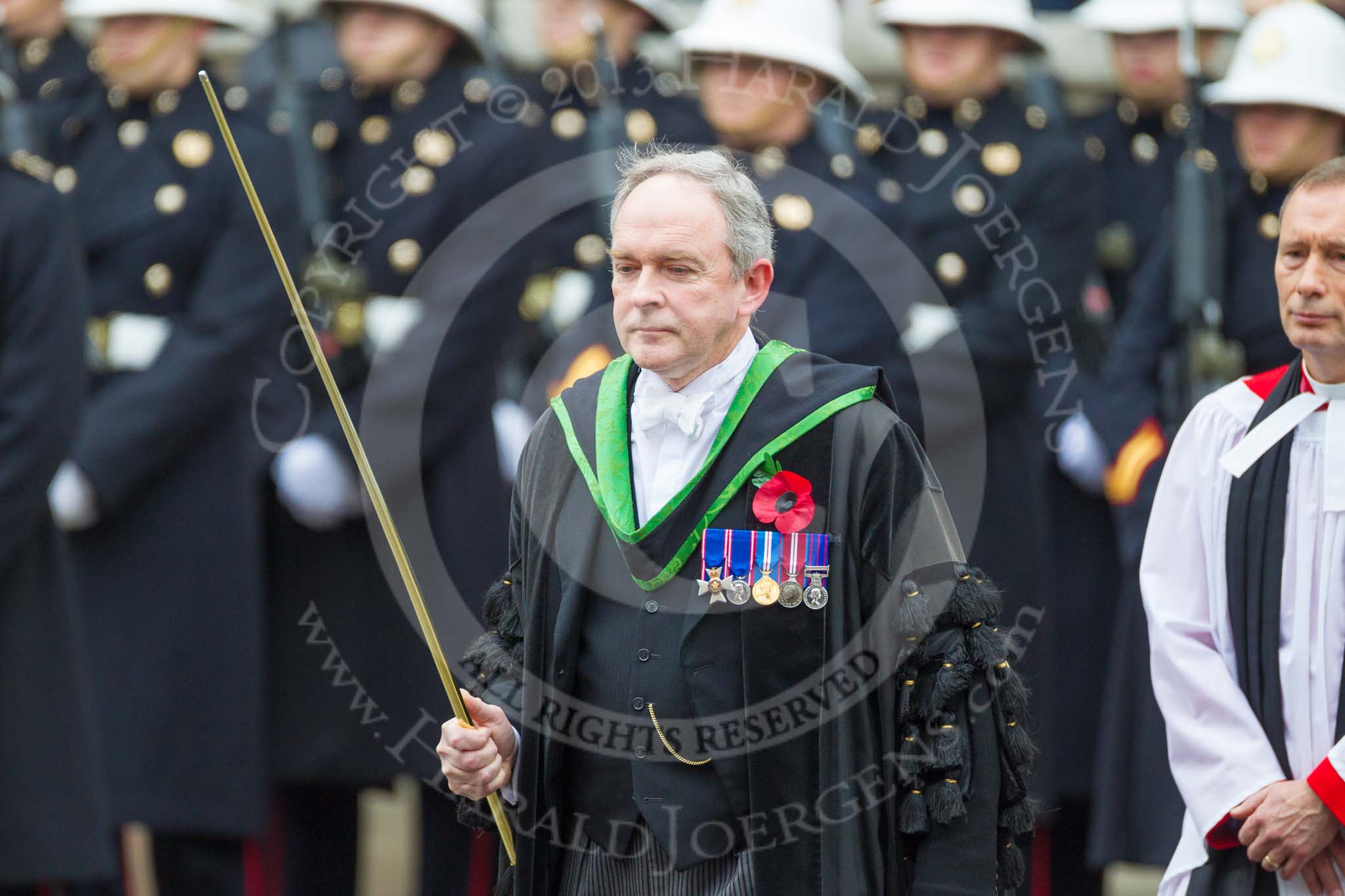 Remembrance Sunday at the Cenotaph 2015: The Serjeant of the Vestry, David Baldwin MVO RVM. Image #83, 08 November 2015 10:54 Whitehall, London, UK