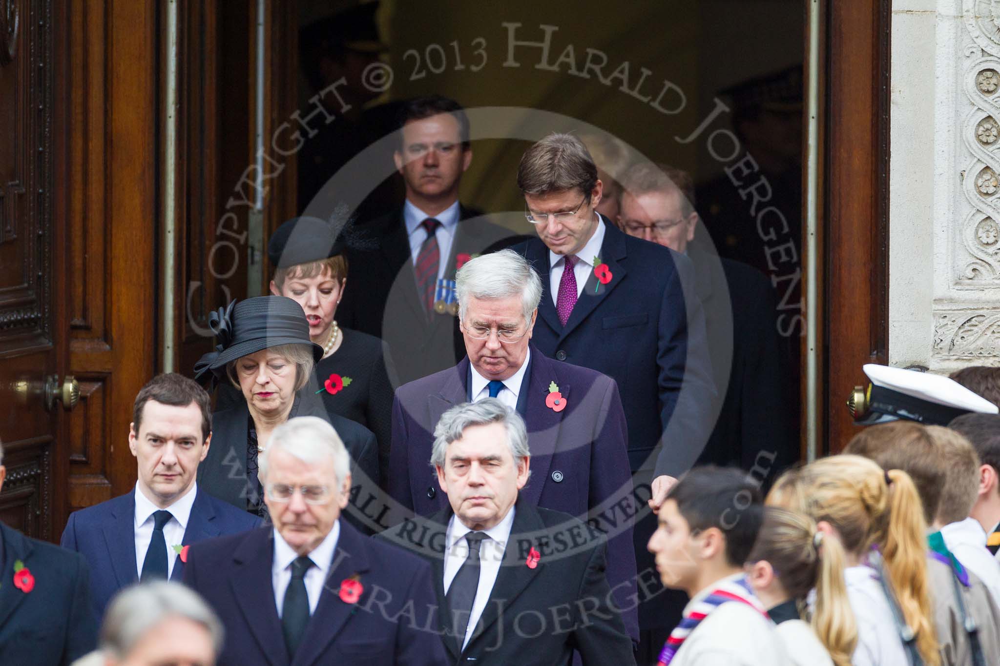 Remembrance Sunday at the Cenotaph 2015: The politicians leaving the Foreign- and Commonwealth Office. Image #89, 08 November 2015 10:55 Whitehall, London, UK