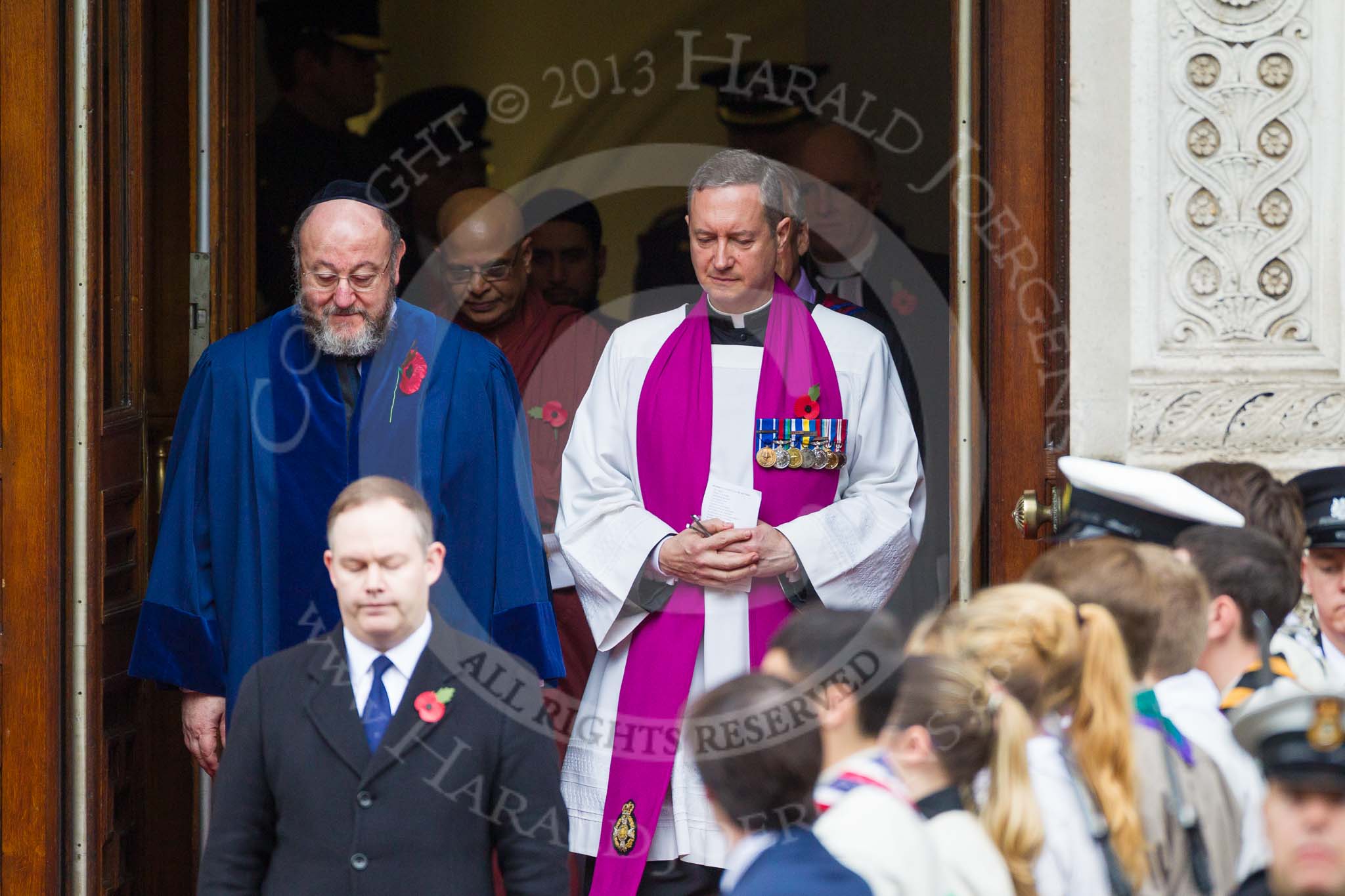 Remembrance Sunday at the Cenotaph 2015: The members of the faith communities leaving the Foreign- and Commonwealth Office. Image #104, 08 November 2015 10:56 Whitehall, London, UK