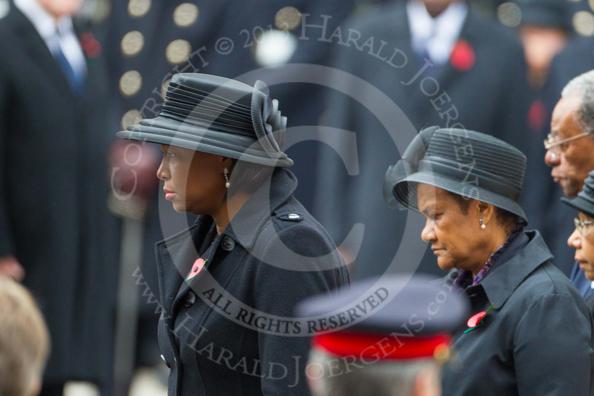 Remembrance Sunday at the Cenotaph 2015: The Acting High Commissioner of the Commonwealth of Dominica and the High Commissioner of the Seychelles after laying their wreaths at the Cenotaph. Image #249, 08 November 2015 11:11 Whitehall, London, UK