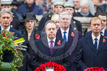 Remembrance Sunday at the Cenotaph 2015: The Secretary of State for Foreign and Commonwealth Affairs, Philip Hammond, the Westminster Democratic Unionist Party Leader, Nigel Dodds, and The Leader of the Liberal Democrats, Tim Fallon. Image #154, 08 November 2015 11:02 Whitehall, London, UK