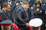 Remembrance Sunday at the Cenotaph 2015: The High Commissioners of Fiji and Tonga standing at the Cenotaph with their wreaths. Image #244, 08 November 2015 11:11 Whitehall, London, UK