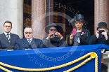 Remembrance Sunday at the Cenotaph 2015: Guests watching the ceremony from one of the balconies of the Foreign- and Commonwealth Office. Image #255, 08 November 2015 11:11 Whitehall, London, UK