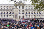 Remembrance Sunday at the Cenotaph 2015: Wide angle view of the Cenotaph ceremony from the press stand opposite the Foreign- and Commonwealth Office. Image #296, 08 November 2015 11:16 Whitehall, London, UK