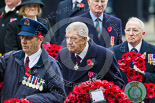 Remembrance Sunday at the Cenotaph 2015: On the way to the Cenotaph to lay their wreaths: Eric Reeve for Transport for London, Air Vice-Marshal David Whitaker for the Royal Air Force Association, Christopher Dovey for the Royal Navy Association, and Jan Harvey for Royal British Legion Scotland. Image #339, 08 November 2015 11:25 Whitehall, London, UK