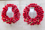 Remembrance Sunday at the Cenotaph 2015: David Cameron's and Jeremy Corbyn's wreath. David Cameron: "In memory of those who gave everything for our freedom and our way of life. They will not be forgotten". Jeremy Corbyn: "In memory of the fallen in all wars. Let us resolve to create a world of peace". Image #375, 08 November 2015 12:41 Whitehall, London, UK