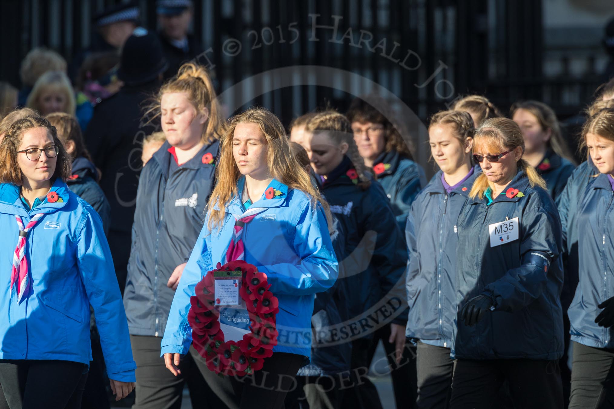March Past, Remembrance Sunday at the Cenotaph 2016: M35 Girls Brigade England & Wales.
Cenotaph, Whitehall, London SW1,
London,
Greater London,
United Kingdom,
on 13 November 2016 at 13:18, image #2865